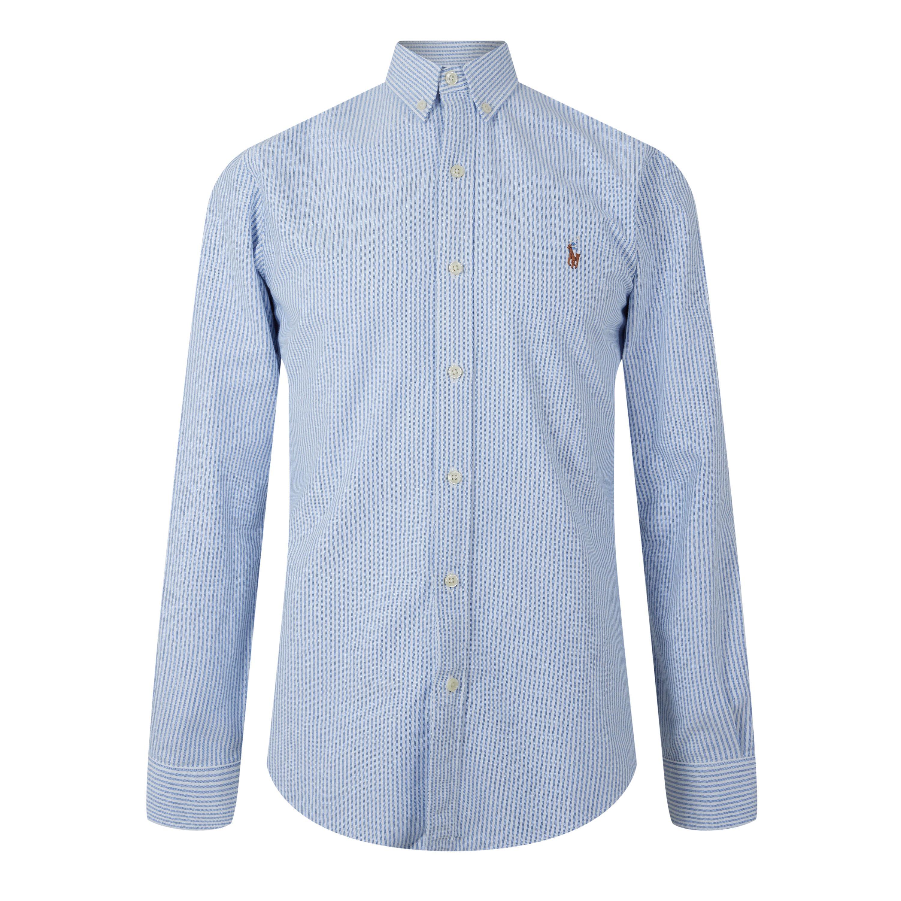 Blue/White - Polo Ralph Lauren - Men's Slim Fit Striped Oxford Shirt - 1