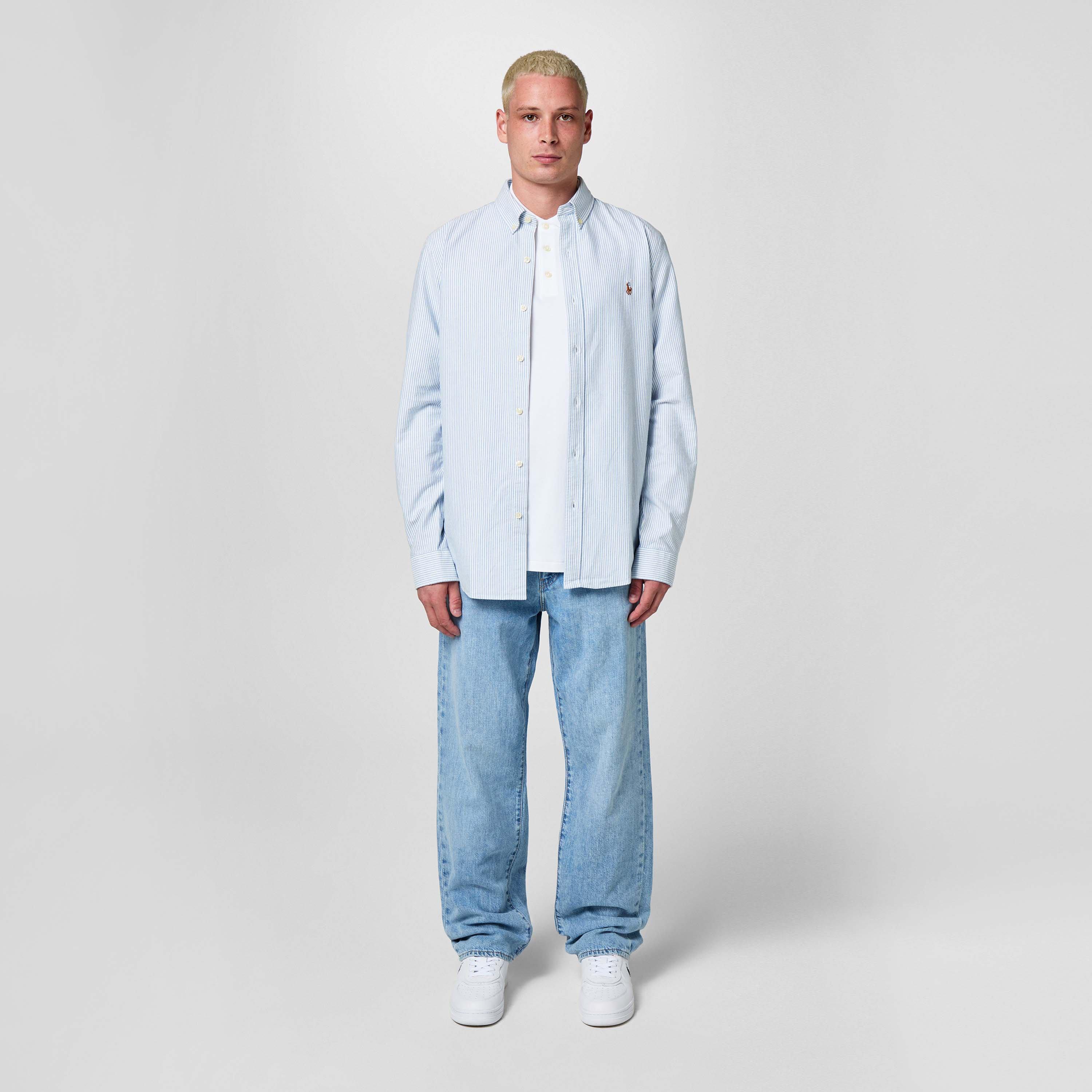 Blue/White - Polo Ralph Lauren - Men's Slim Fit Striped Oxford Shirt - 6
