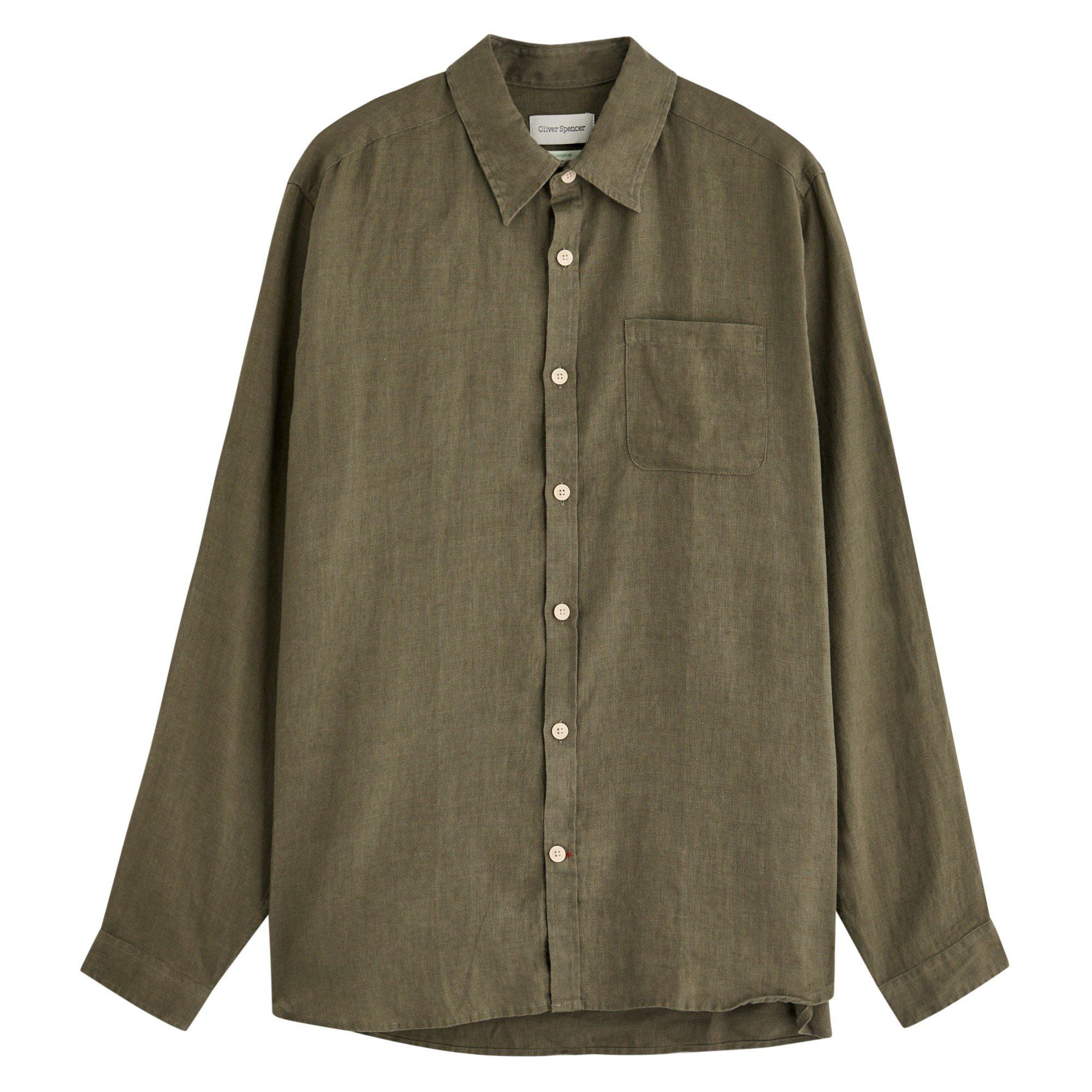 KHAKI - Oliver Spencer - OS SHRT LS GREEN
