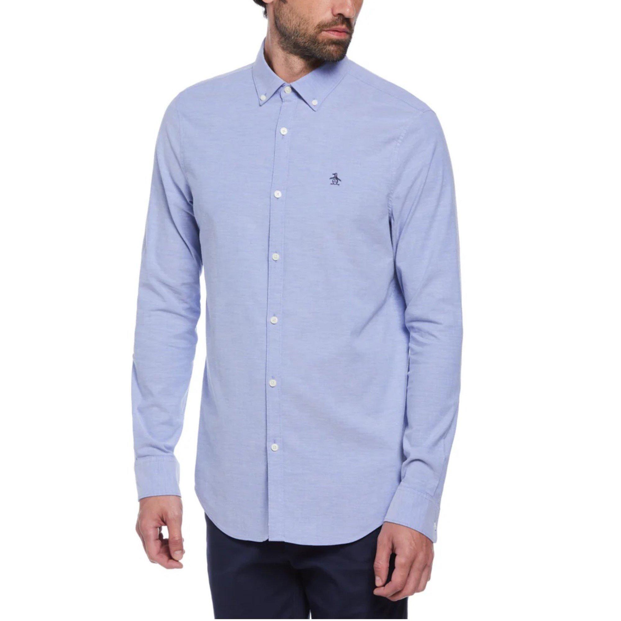 Original Penguin Men's Ecovero Oxford Shirt - Amparo Blue - Large