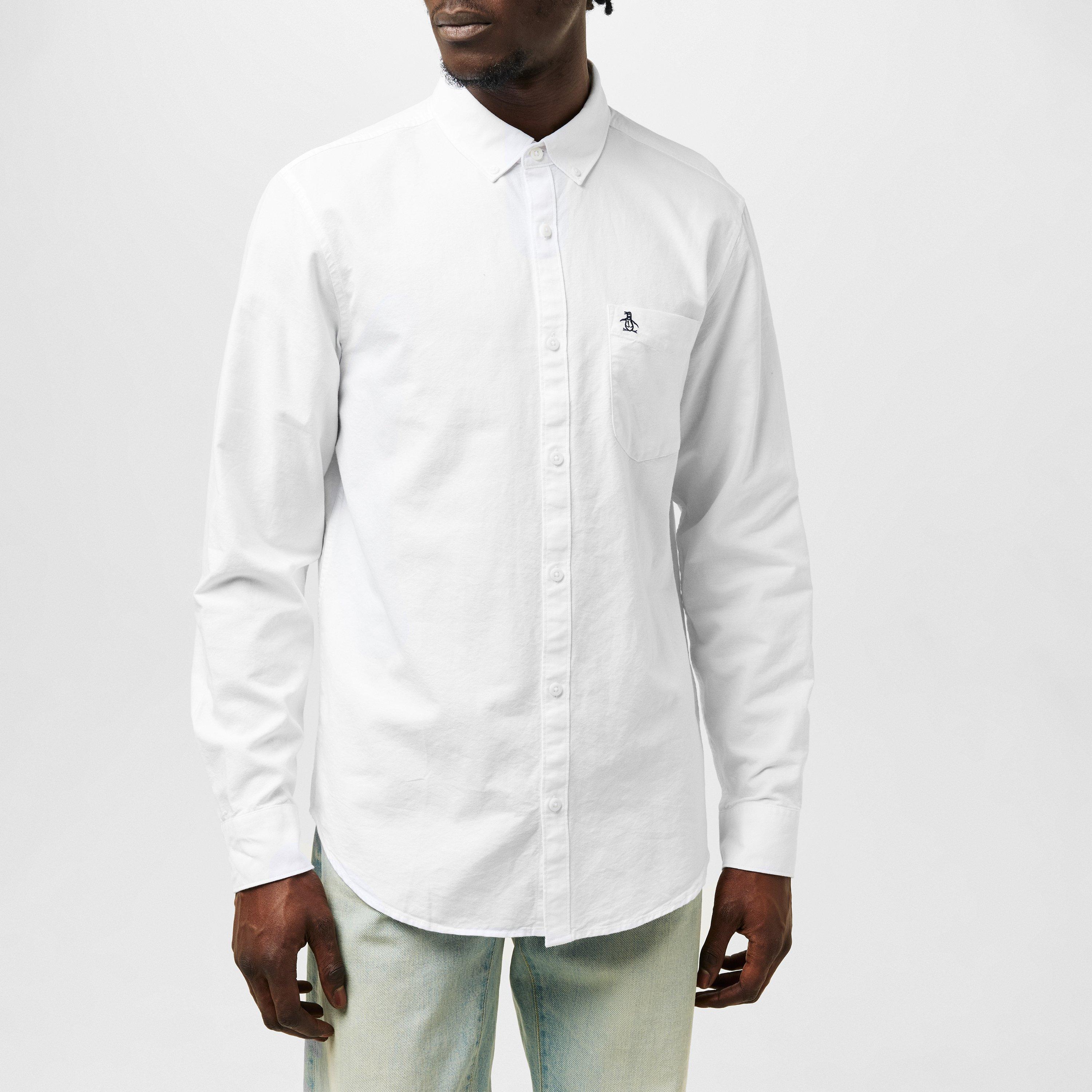 Chemise Homme Original Penguin Heritage – Coupe Slim, Orange/blanc, Manches Courtes – Taille L