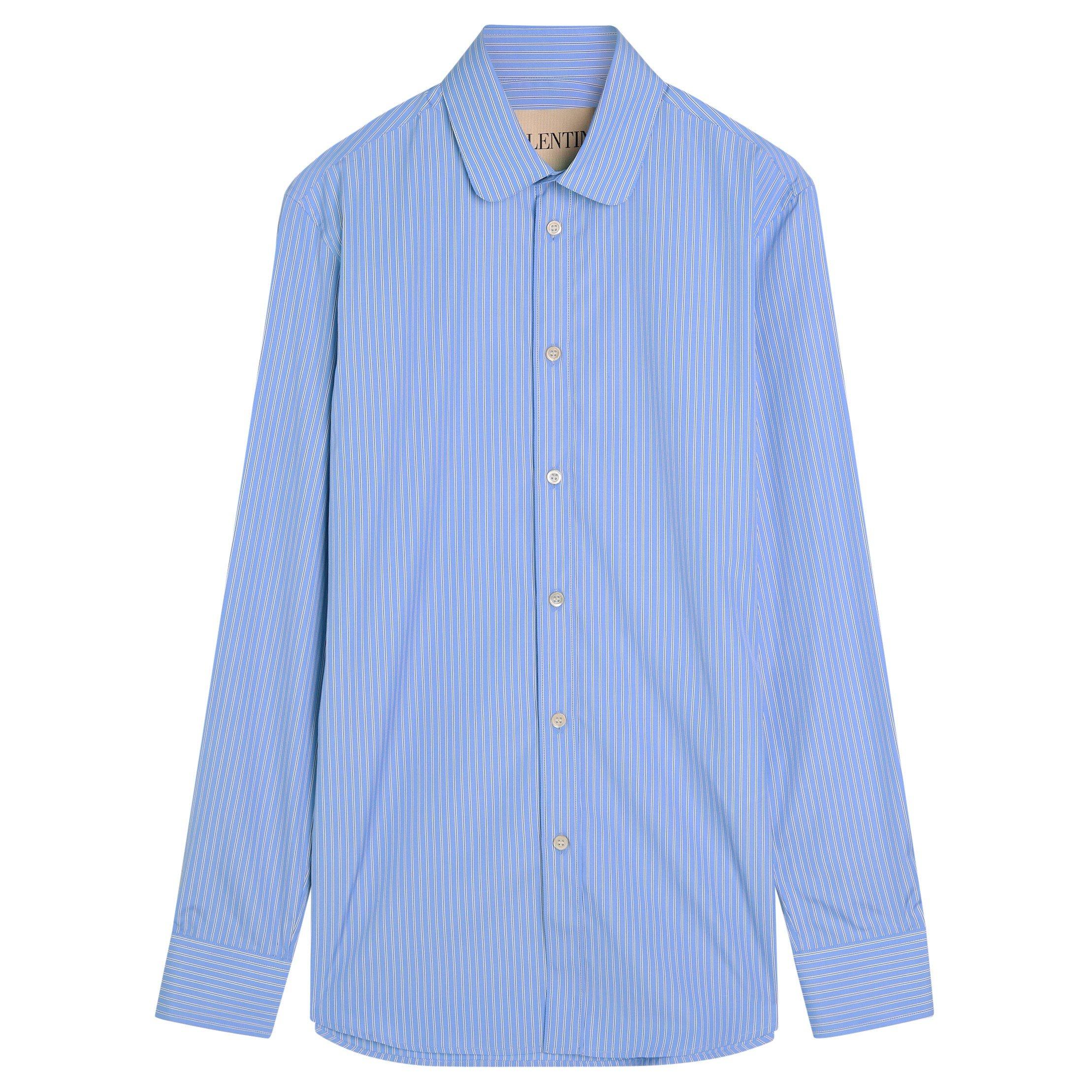 BLUE - Valentino - VAL CLASSIC STRIPED SHIRT