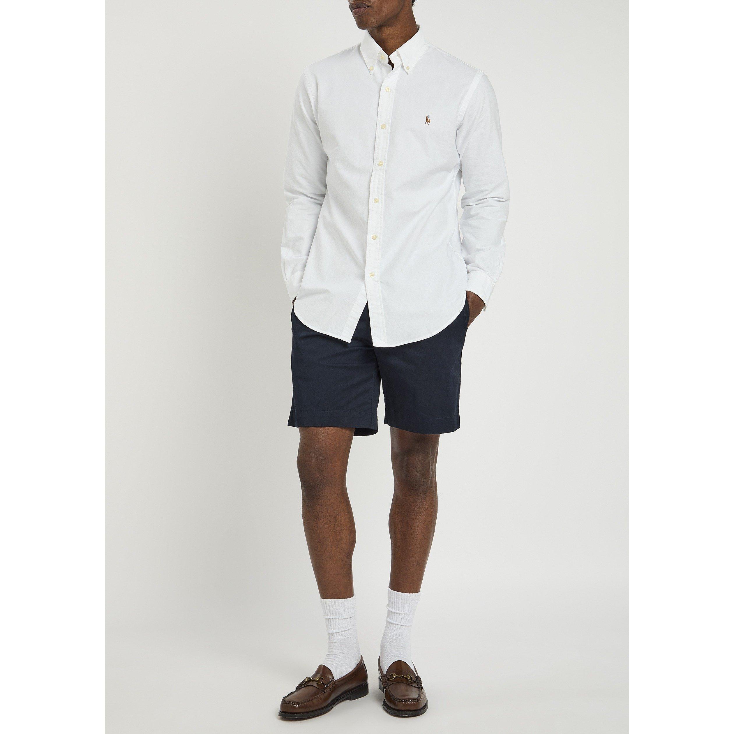 WHITE - Polo Ralph Lauren - Men's Long-Sleeve Cotton Oxford Shirt - 5