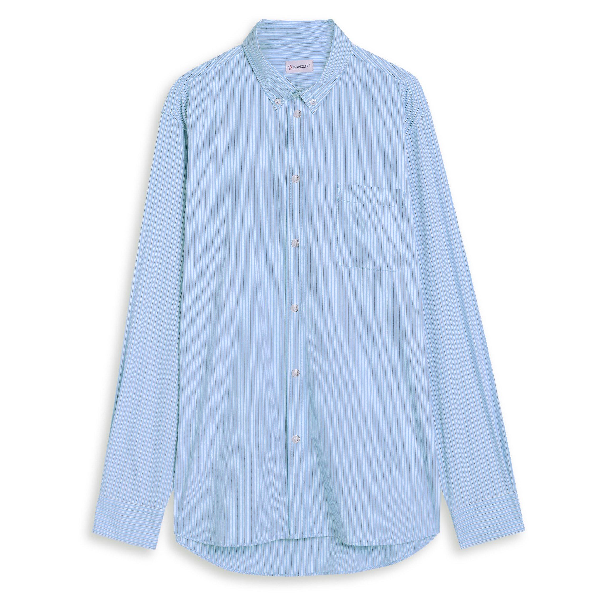 LIGHT BLUE - Moncler - Men's Striped Cotton Long-Sleeve Shirt - 1