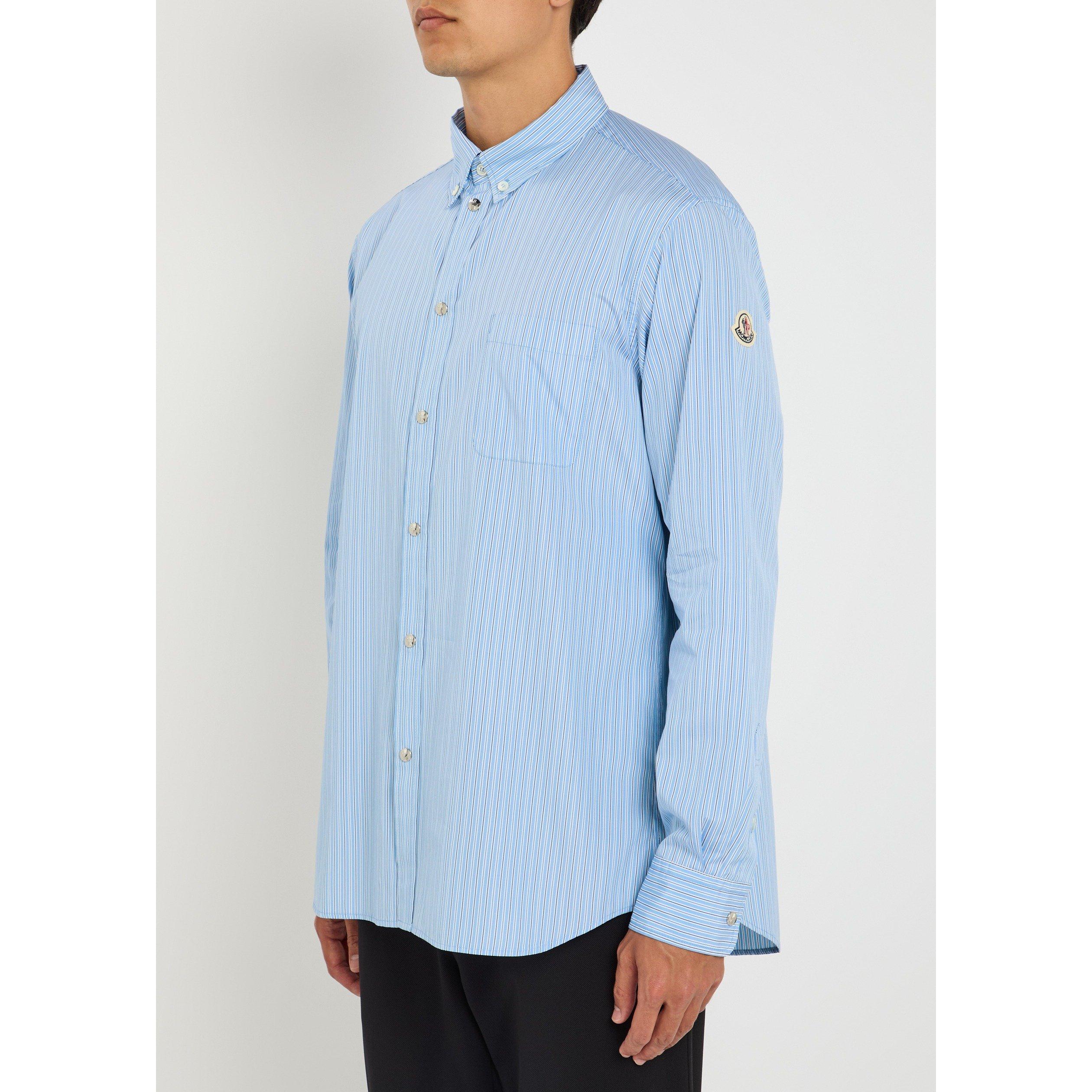 LIGHT BLUE - Moncler - Men's Striped Cotton Long-Sleeve Shirt - 2