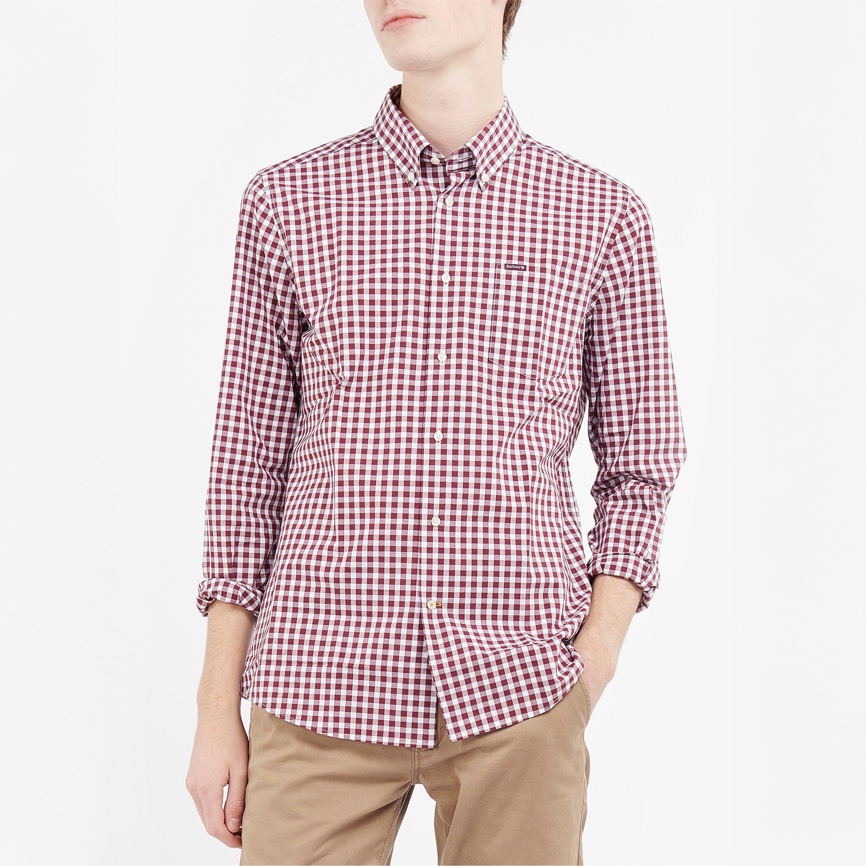 Burgandy RE39 - Barbour - Merryton Long Sleeve Tailored Shirt - 2
