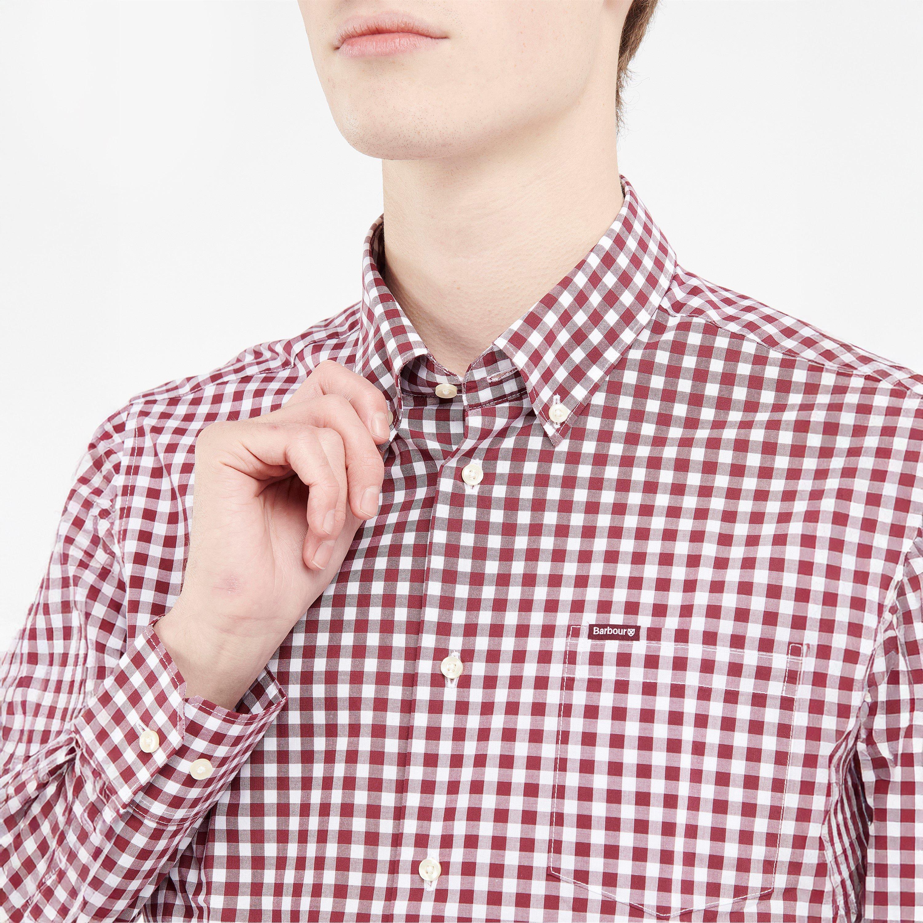 Burgandy RE39 - Barbour - Merryton Long Sleeve Tailored Shirt - 4