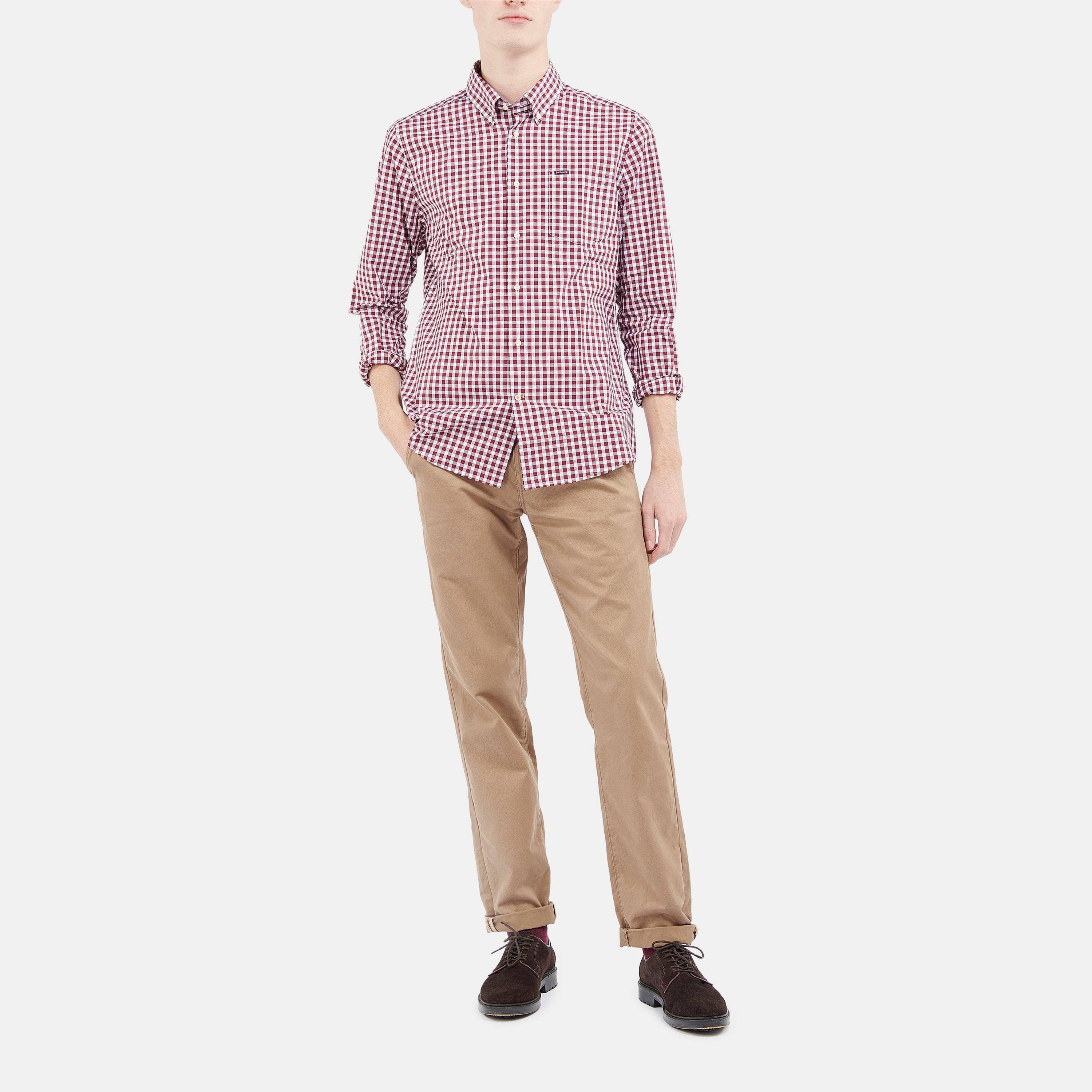 Burgandy RE39 - Barbour - Merryton Long Sleeve Tailored Shirt - 5