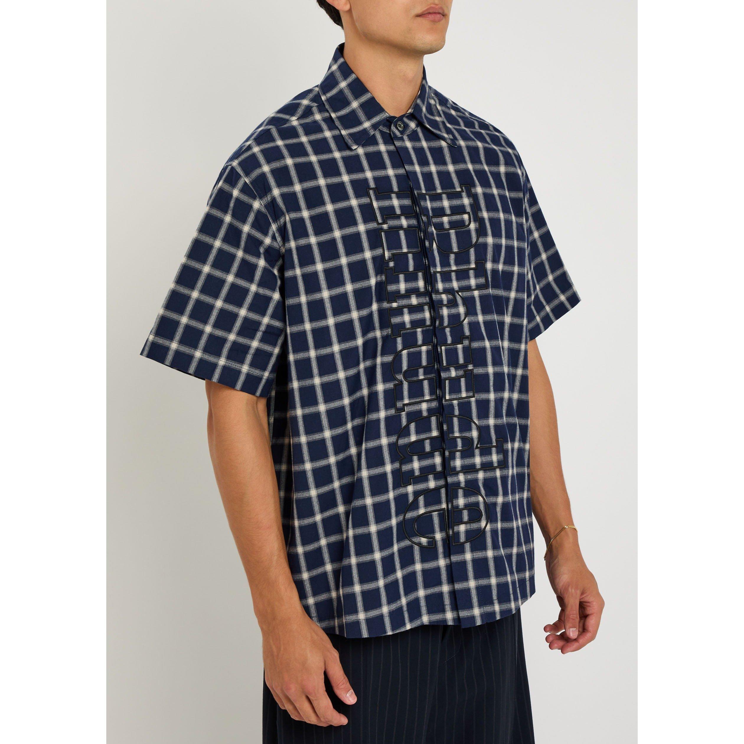 NAVY - Rhude - RH CENTER LOGO BUTTON UP SHIRT - 2