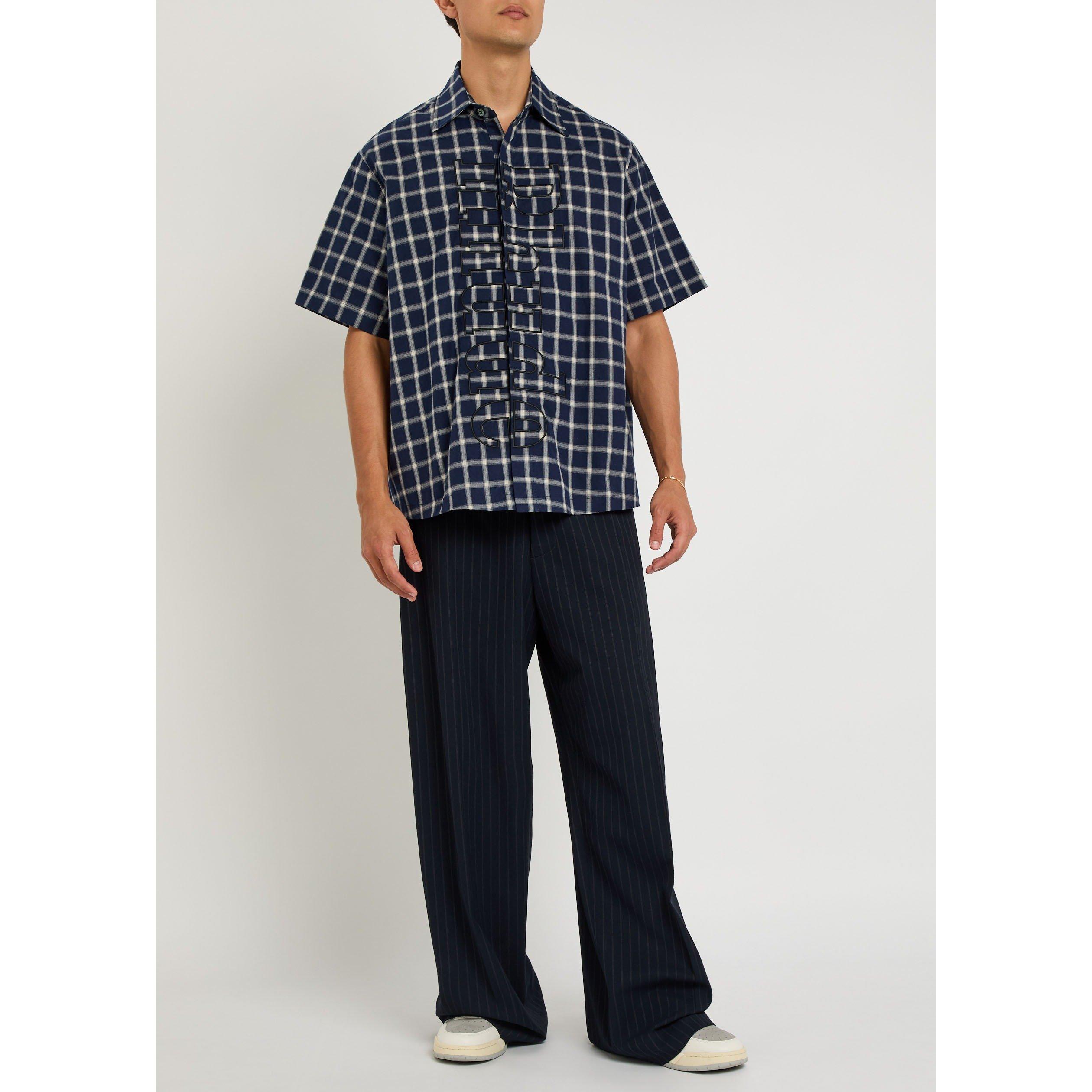 NAVY - Rhude - RH CENTER LOGO BUTTON UP SHIRT - 5