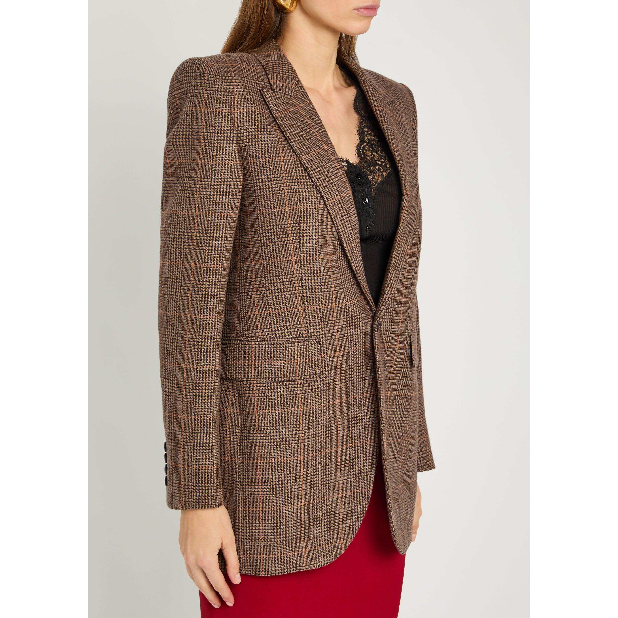 CREAM AND OTHER - Saint Laurent - Women's Houndstooth Wool Blazer - 2