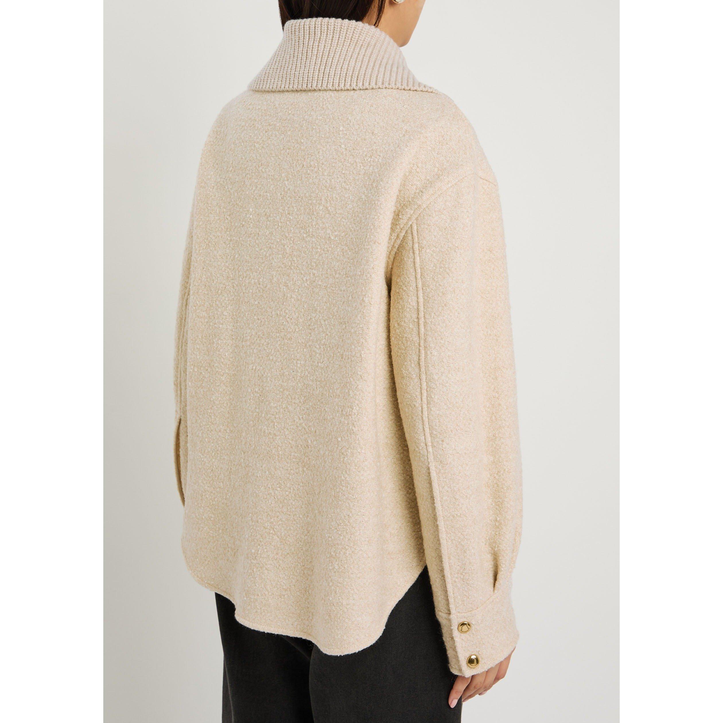 BEIGE - Moncler - Women's Wool Oversized-Fit Boucle Jacket - 3