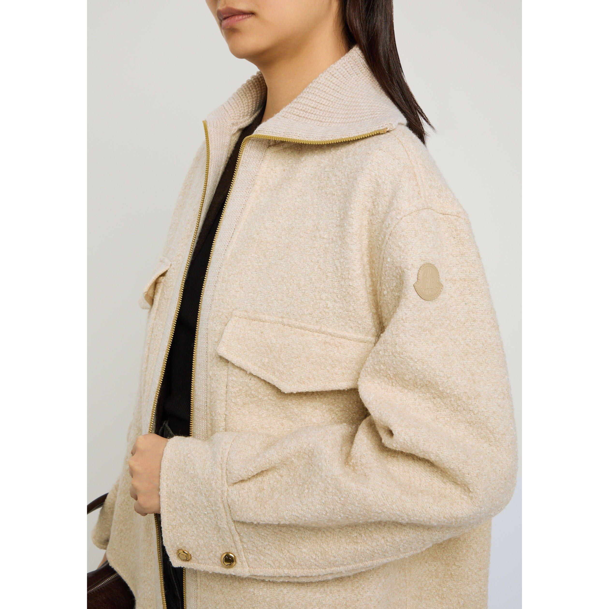 BEIGE - Moncler - Women's Wool Oversized-Fit Boucle Jacket - 4