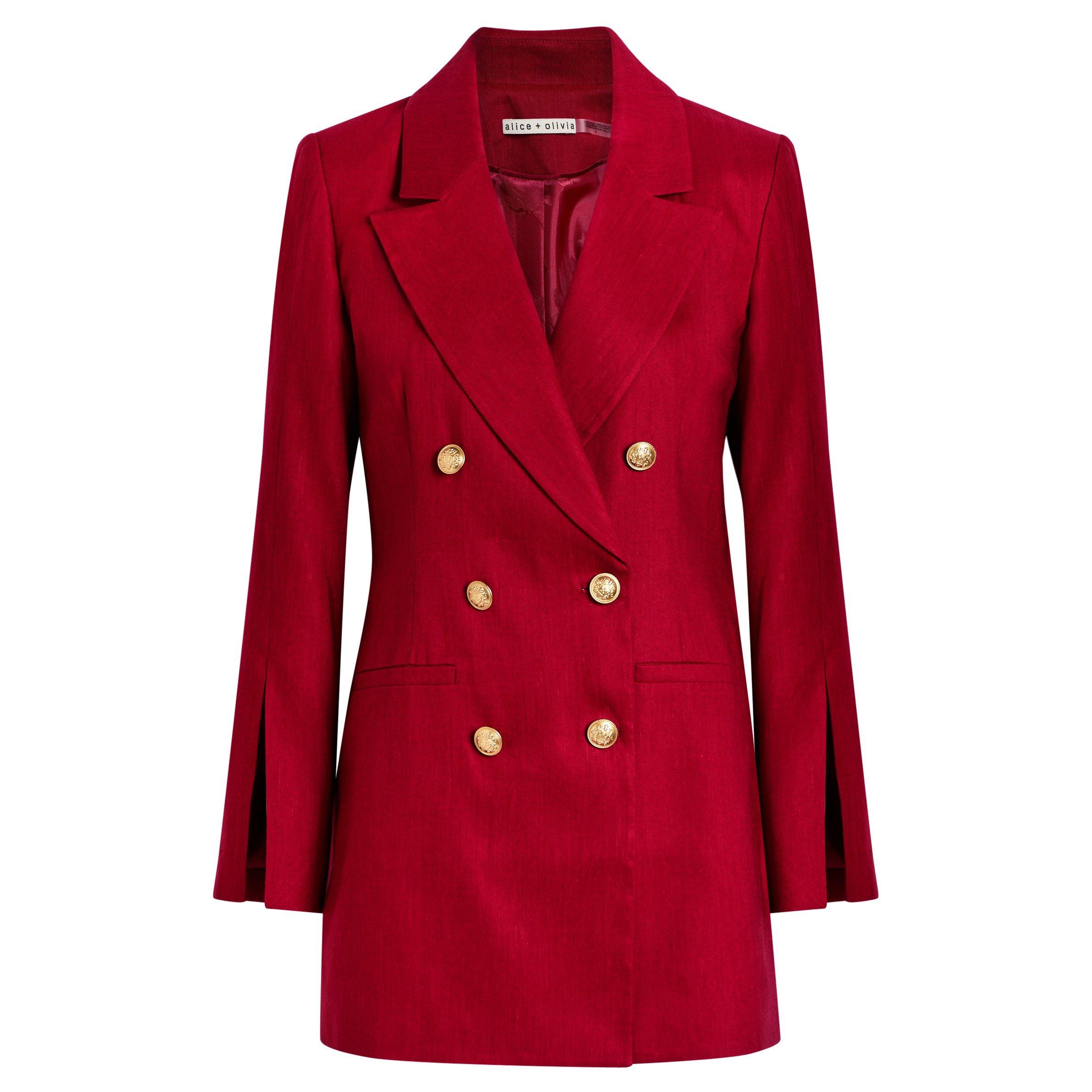 DARK RED - Alice And Olivia - J CAMPBELL DBL BREASTED BLAZER