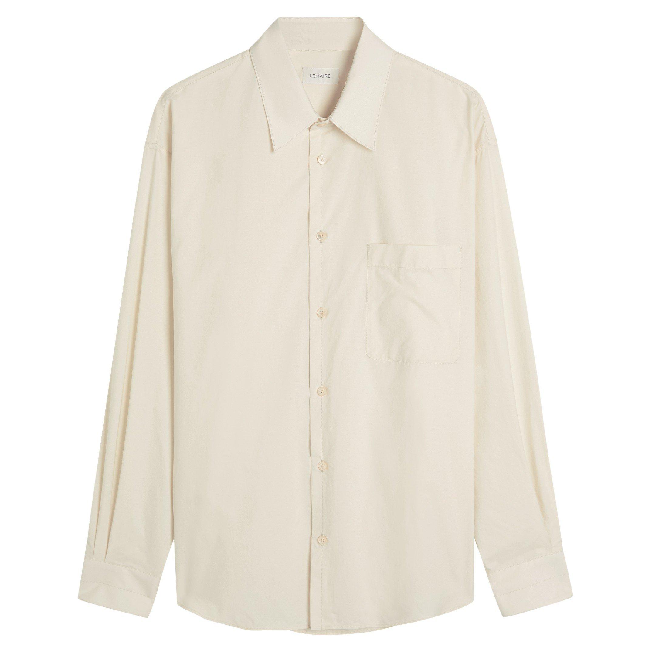 CREAM - Lemaire - Men's Lem Cotton Silk Long-Sleeve Plain Shirt