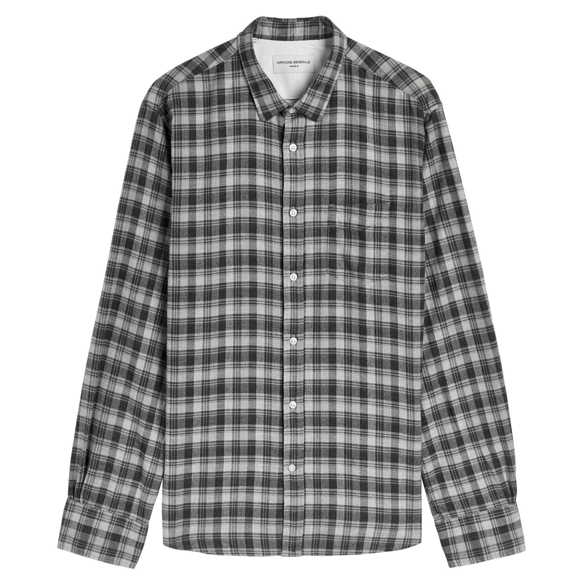 GREY - Officine Generale - OG LIPP BRUSH COTT CHK SHT