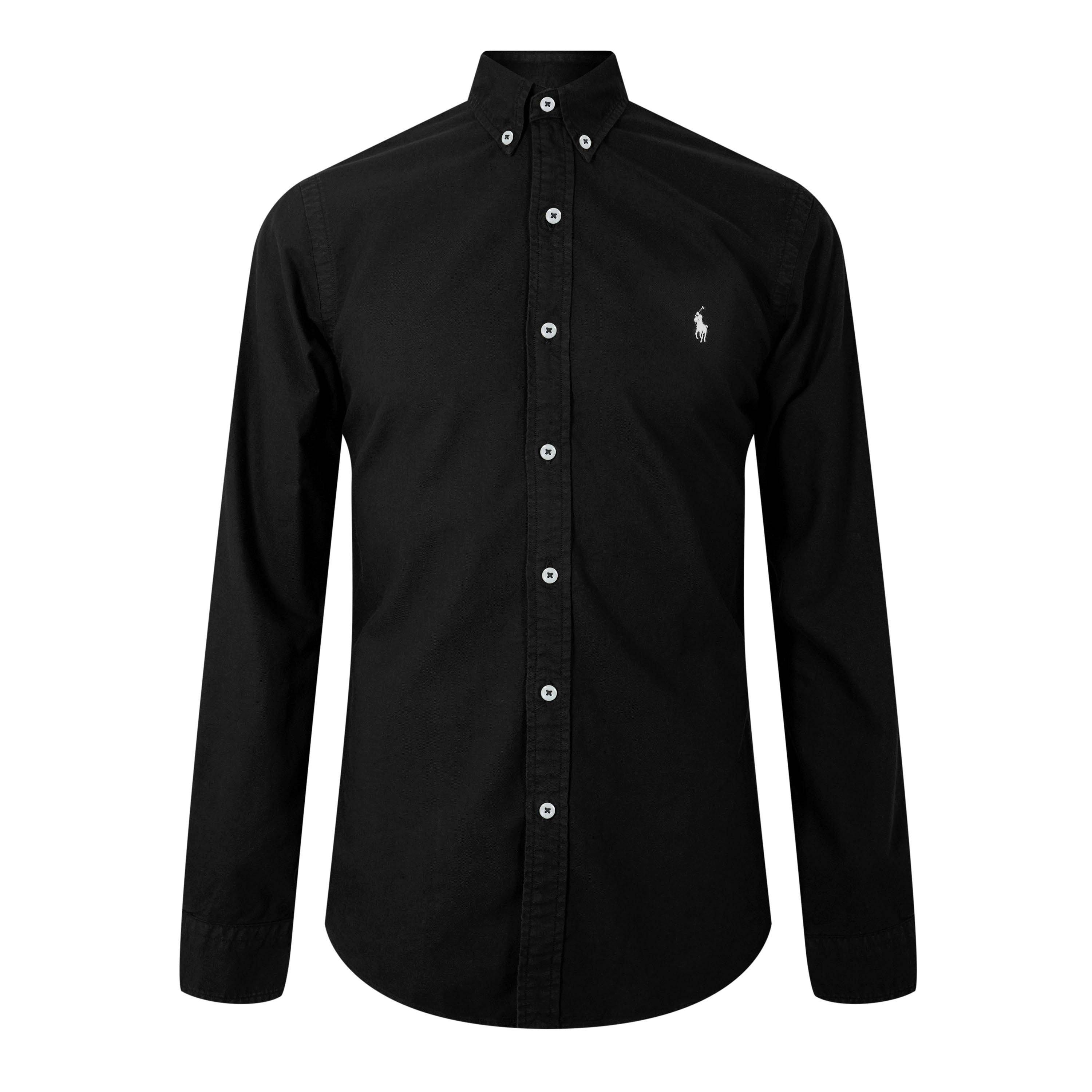 Polo Ralph Lauren Men's Polo Black Slim Fit Button-Down Plain Shirt - 2XL