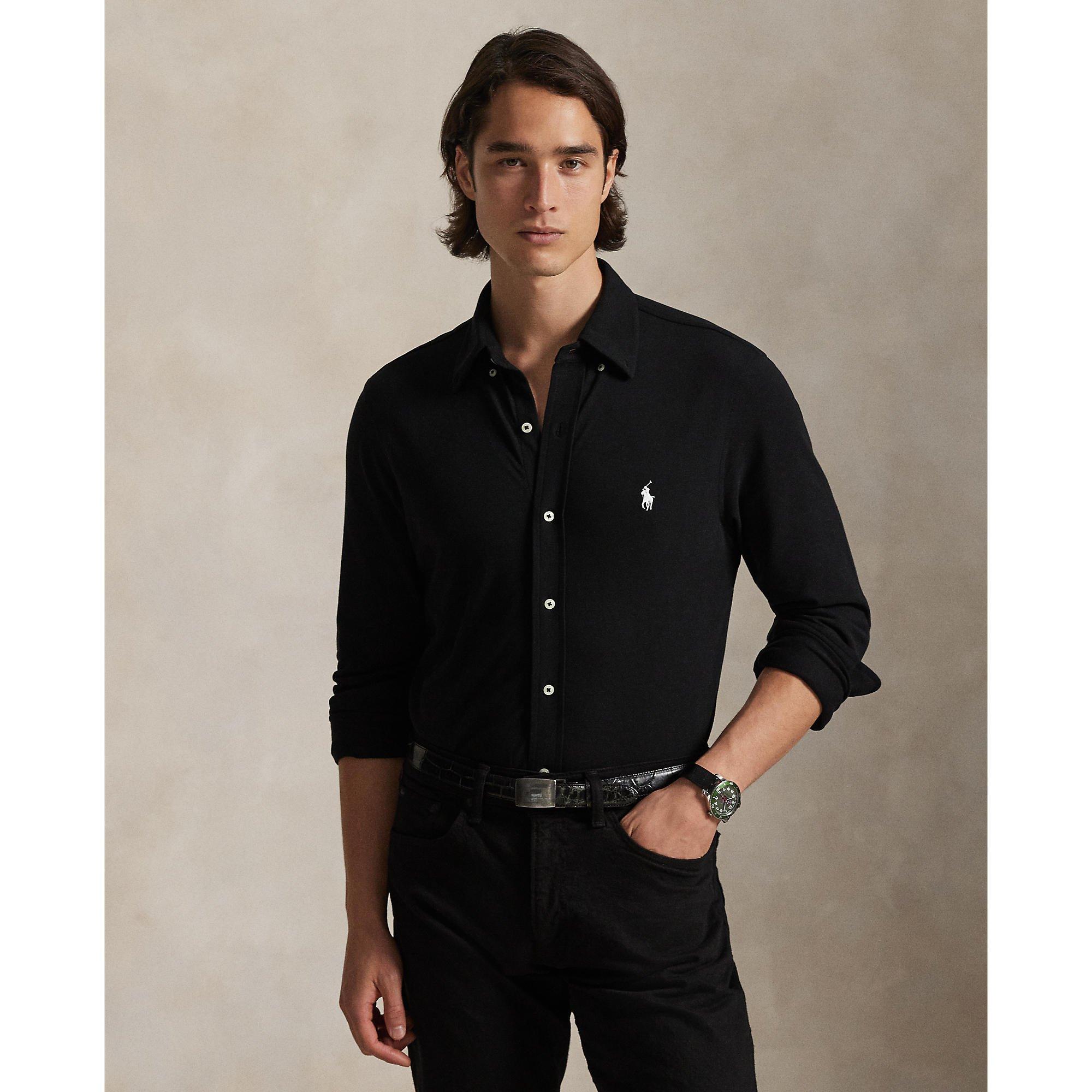 Polo Black - Polo Ralph Lauren - Men's Slim Fit Button-Down Plain Shirt - 3