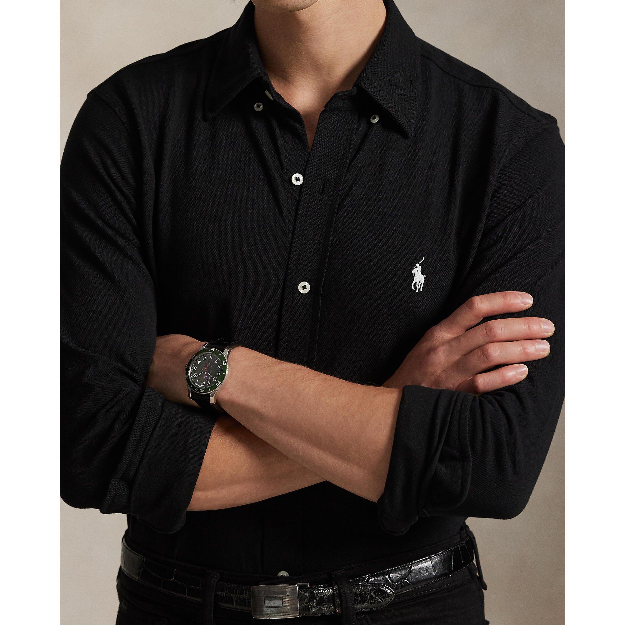 Polo Black - Polo Ralph Lauren - Men's Slim Fit Button-Down Plain Shirt - 5