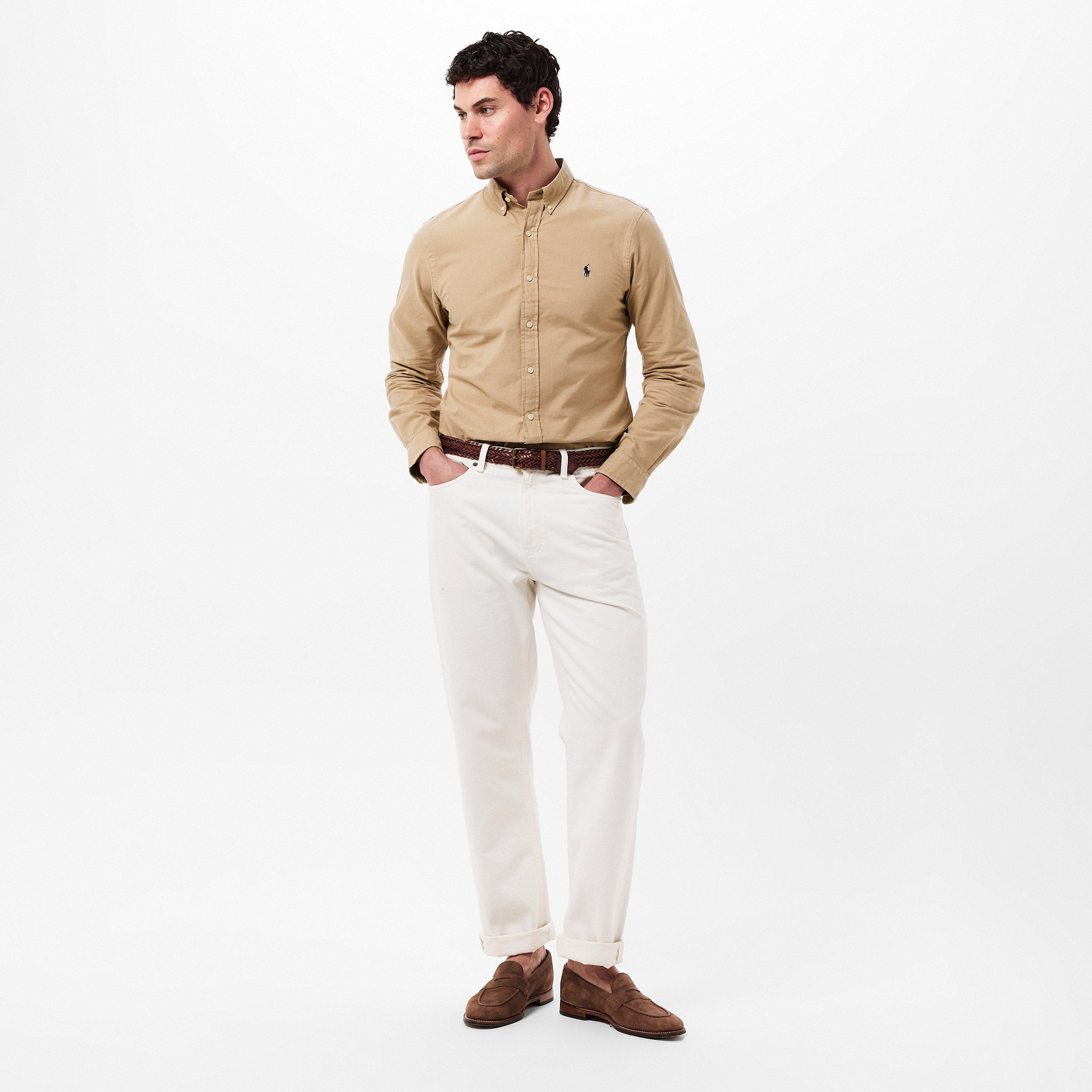 Tan Surrey - Polo Ralph Lauren - Men's Slim Fit Oxford Long Sleeve Shirt - 6