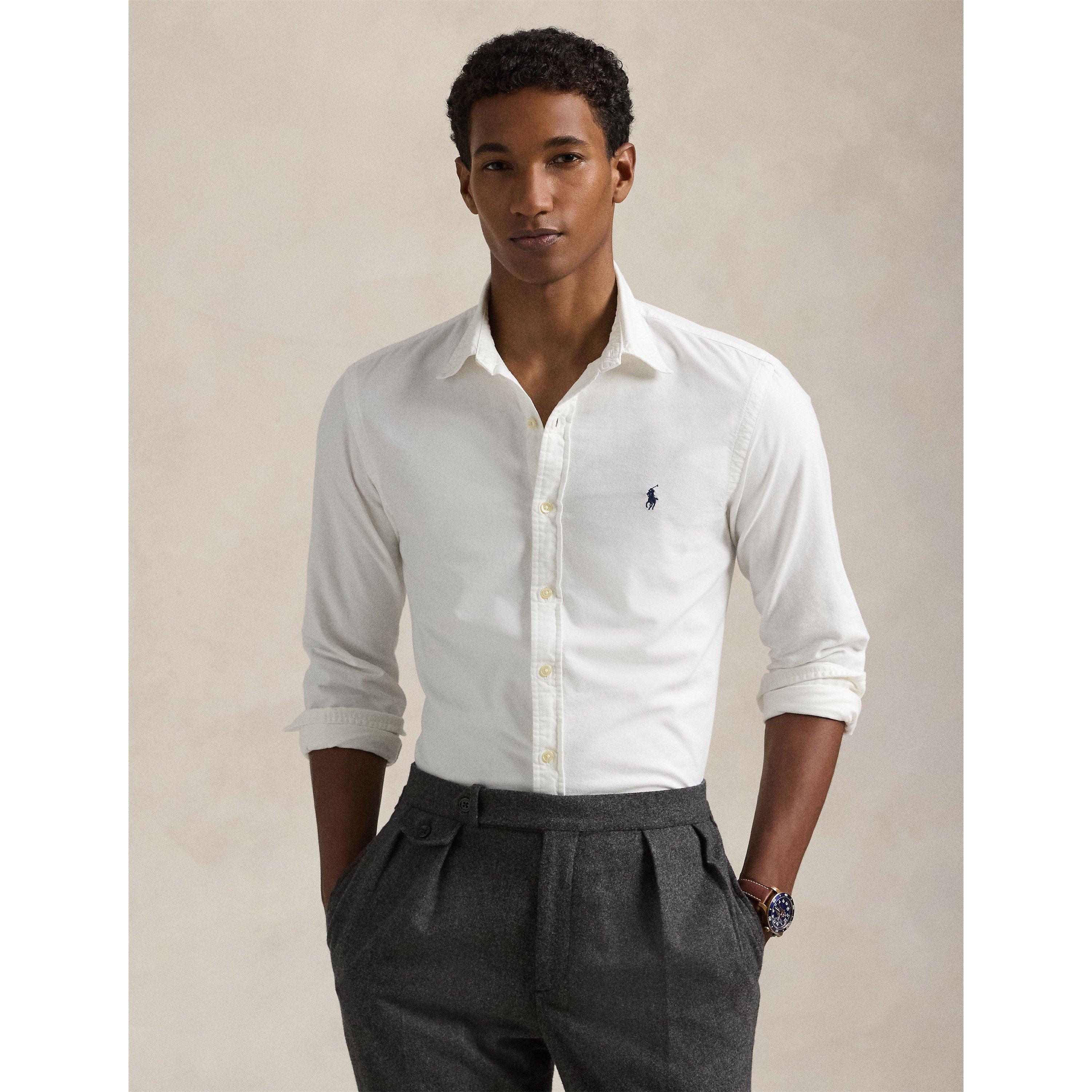 White - Polo Ralph Lauren - Mens Slim Fit Oxford Long Sleeve Shirt - 3