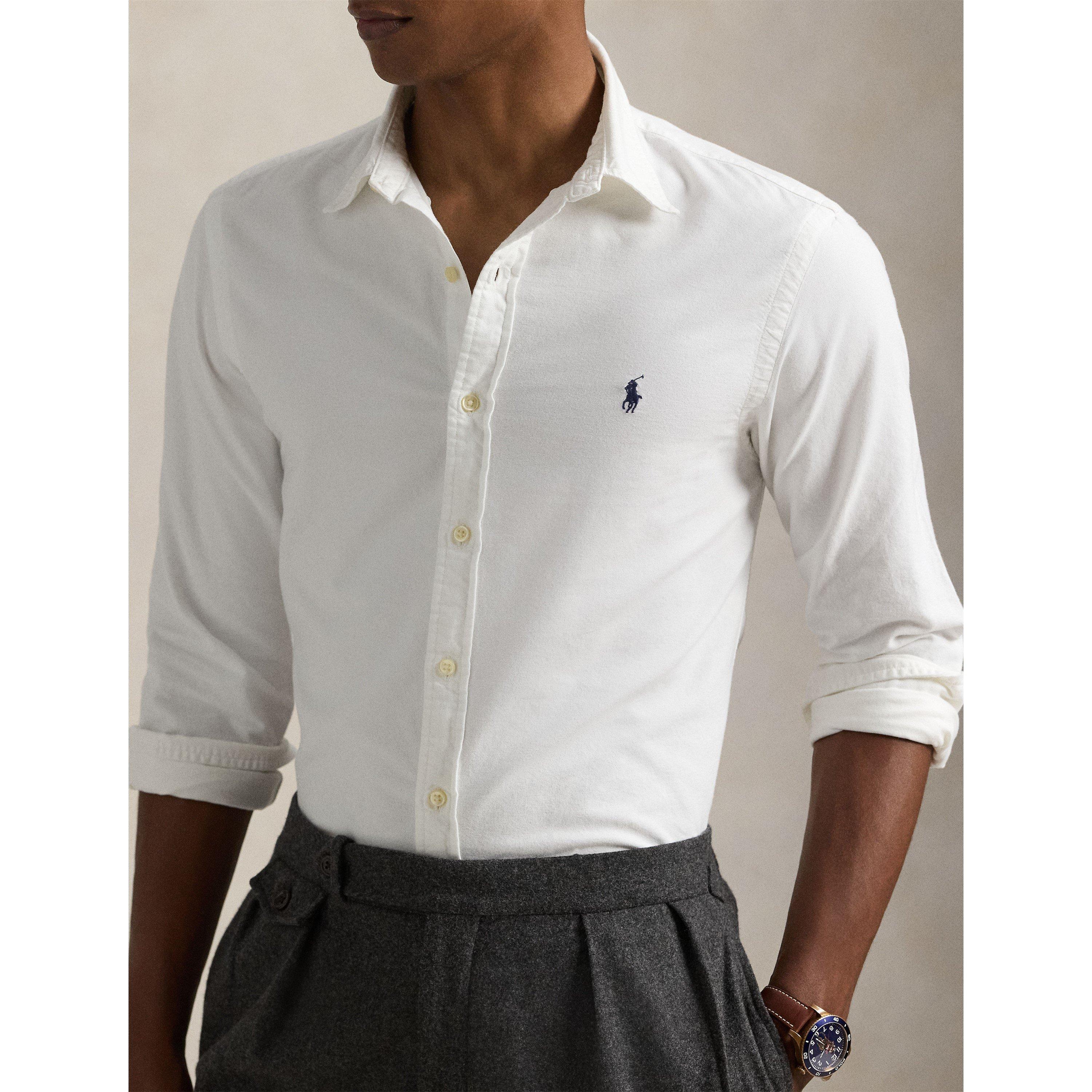 White - Polo Ralph Lauren - Mens Slim Fit Oxford Long Sleeve Shirt - 5