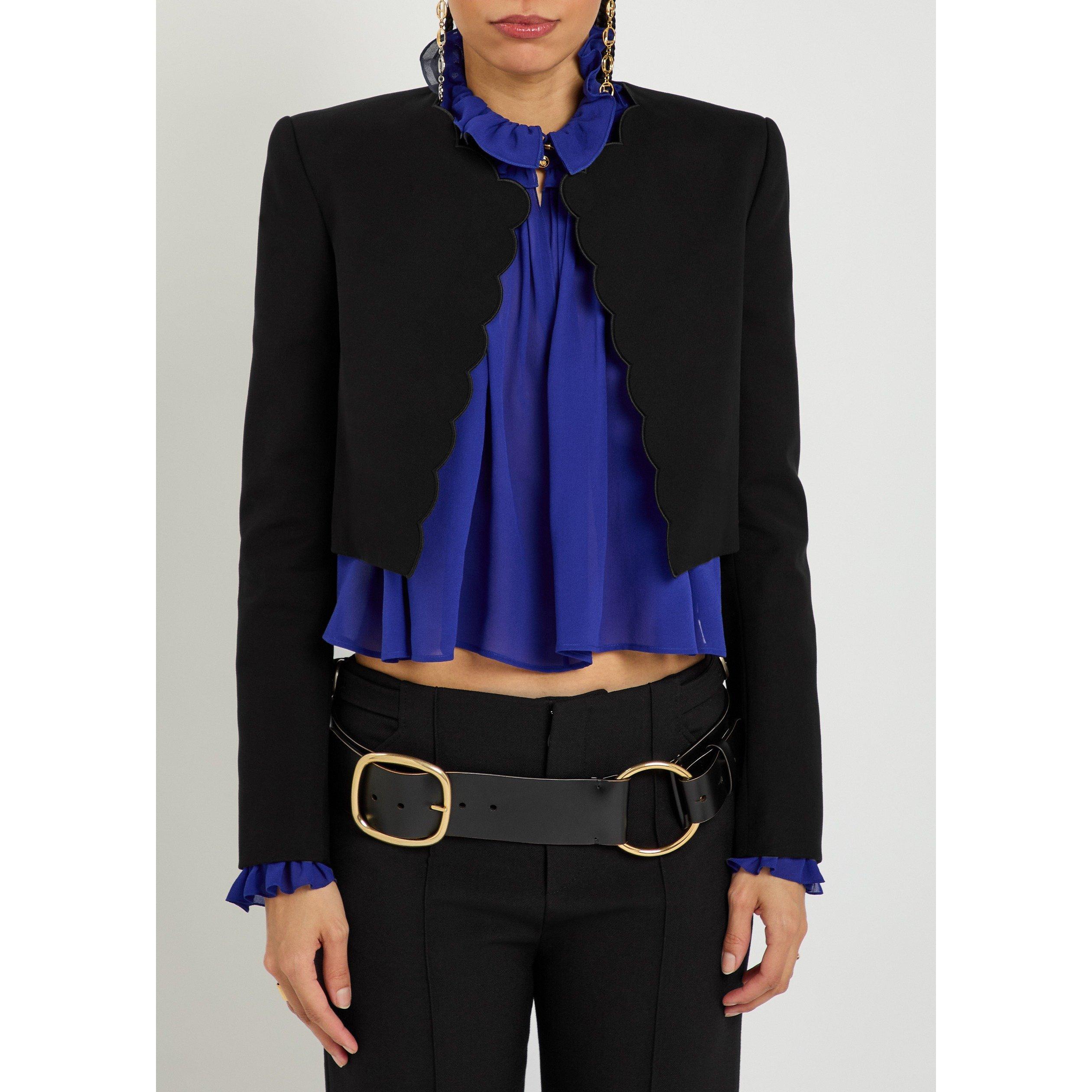 BLACK - Chloe - Women's Cropped Cotton Blazer - 2