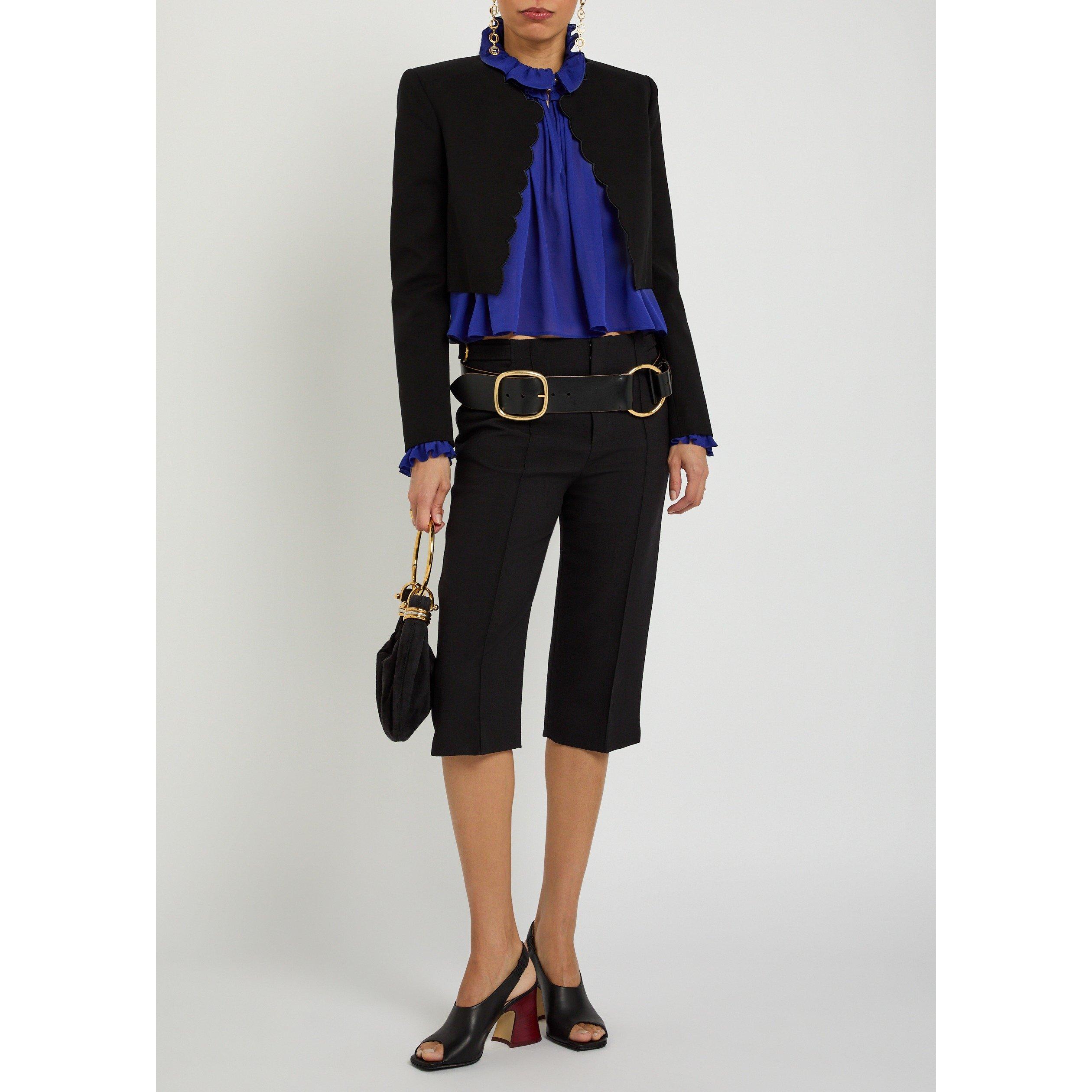 BLACK - Chloe - Women's Cropped Cotton Blazer - 5