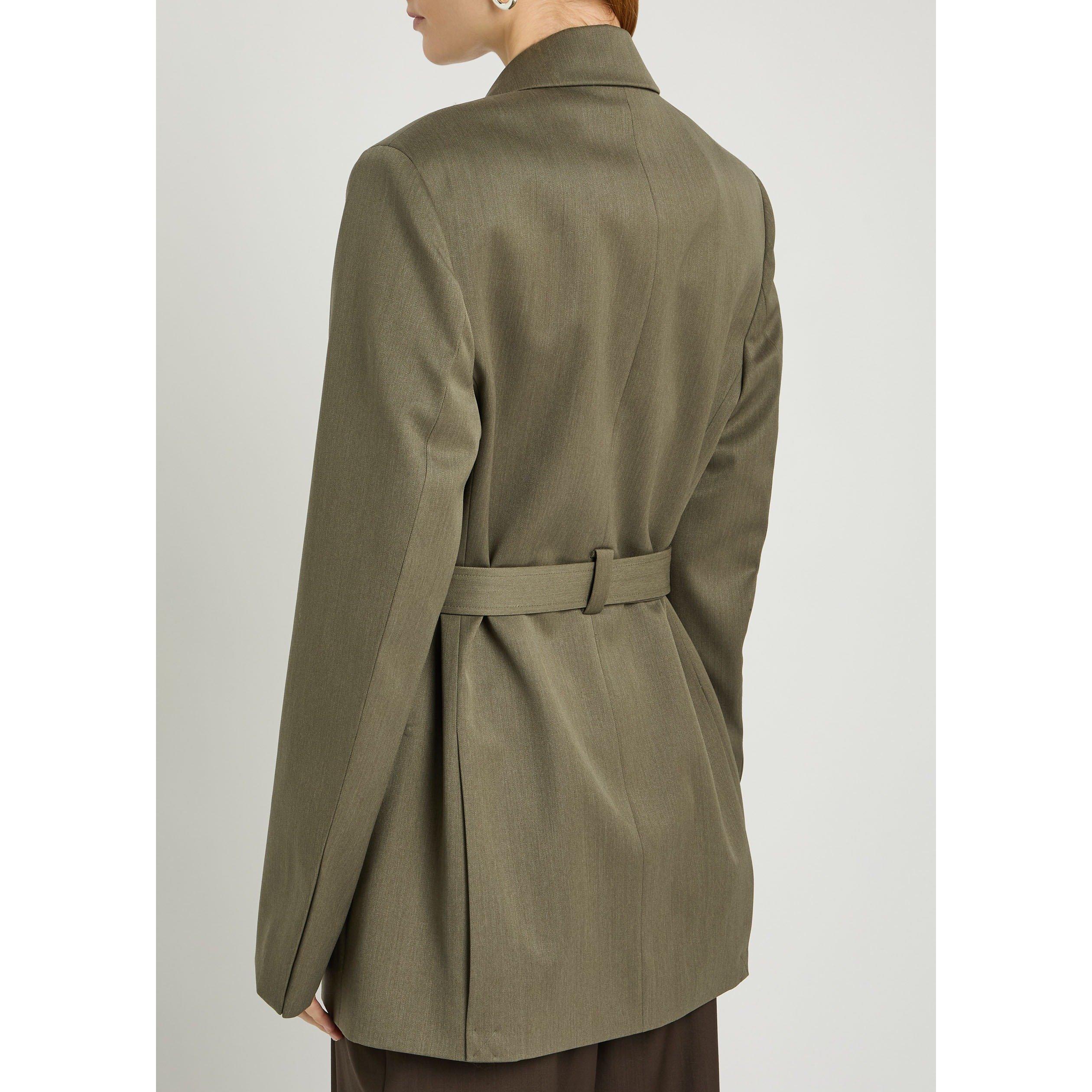 SAGE - Victoria Beckham - Women's Belted Tailored Wool Oversized Blazer - 3