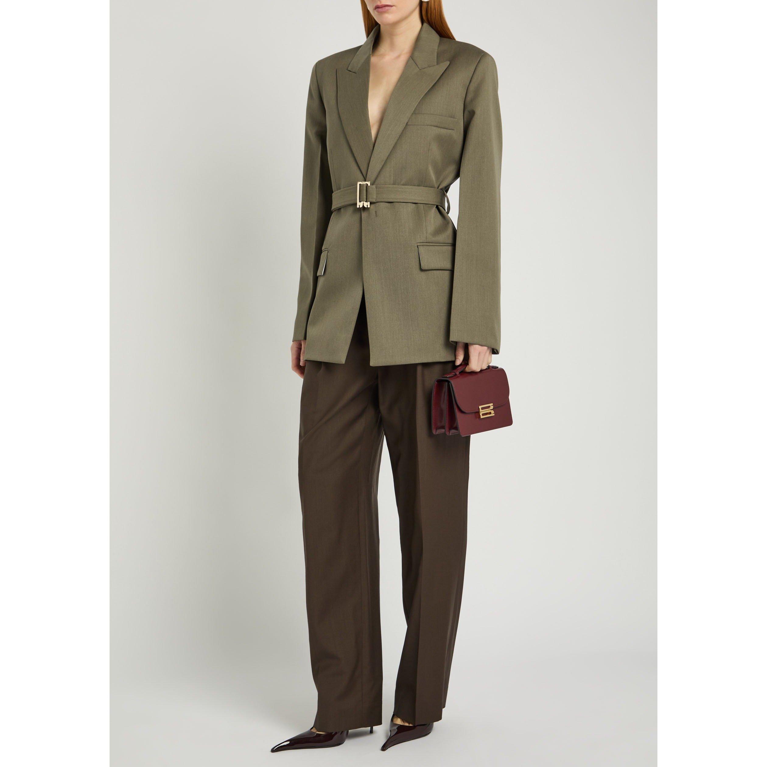 SAGE - Victoria Beckham - Women's Belted Tailored Wool Oversized Blazer - 5