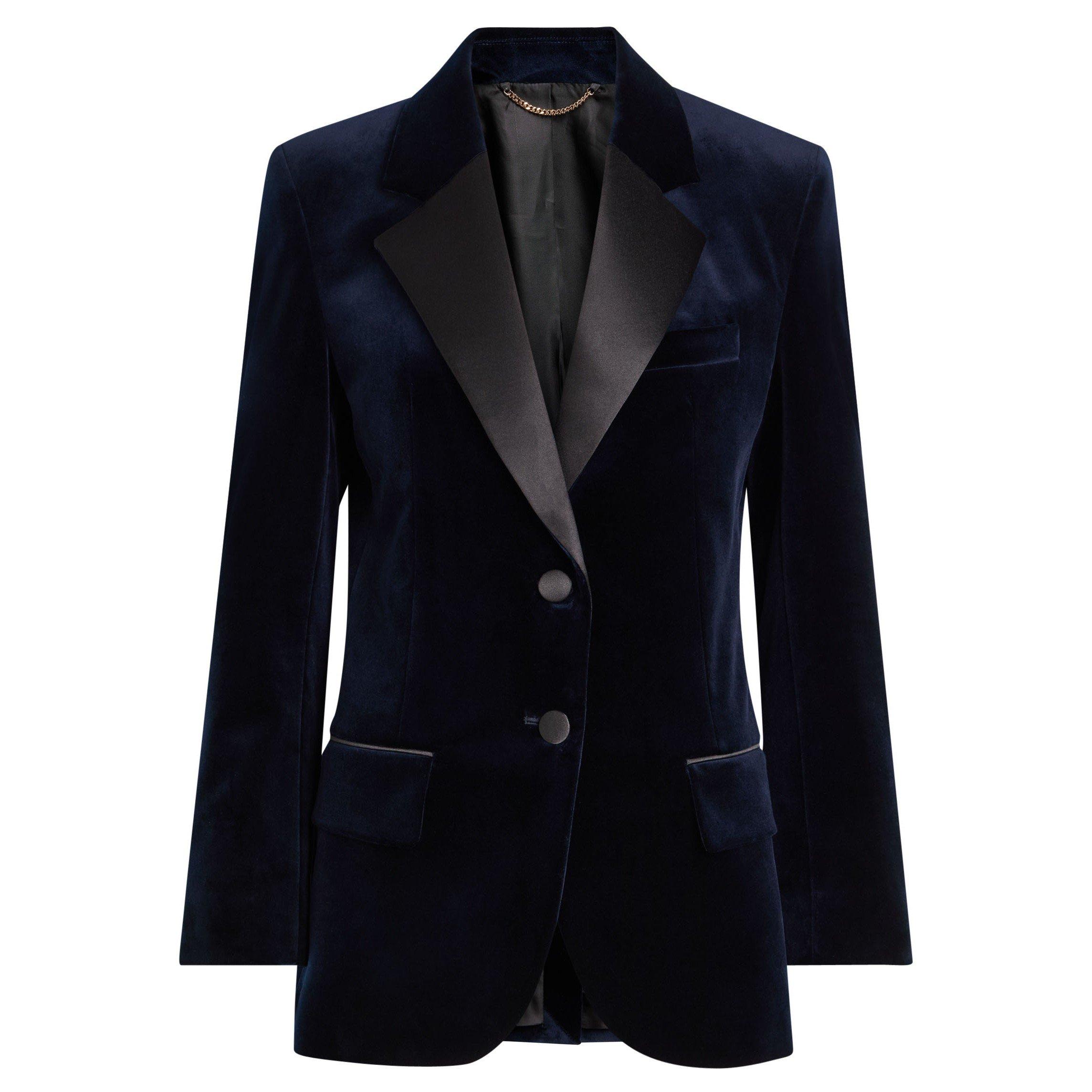 NAVY - Victoria Beckham - Women's Velvet Blazer