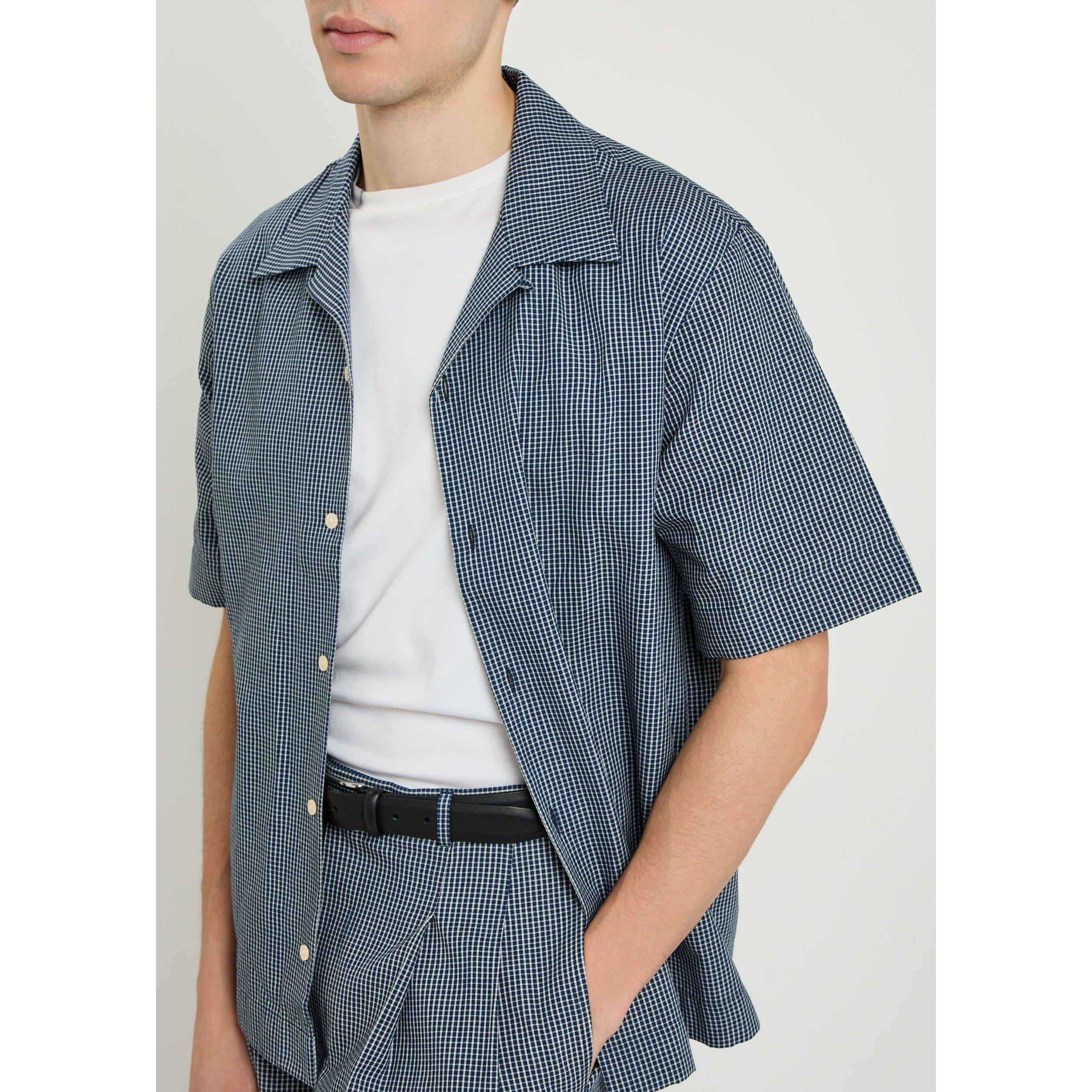 WHITE AND BLUE - GIVENCHY - Men's Cotton Check Short-Sleeve Bowling Shirt - 4