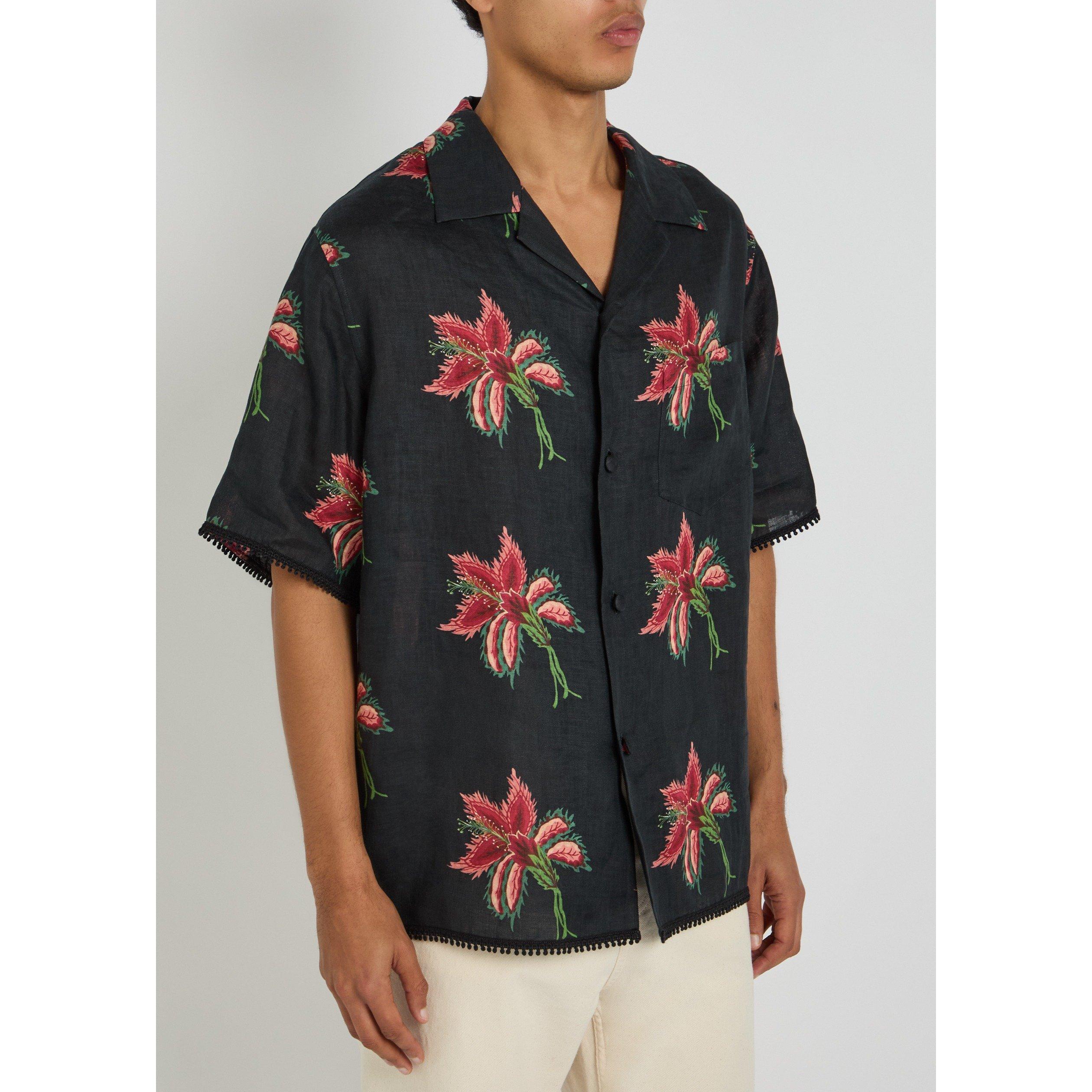 MULTICOLOURED 1 - Valentino - VAL LINEN PAPIER FLORAL SHIRT - 2