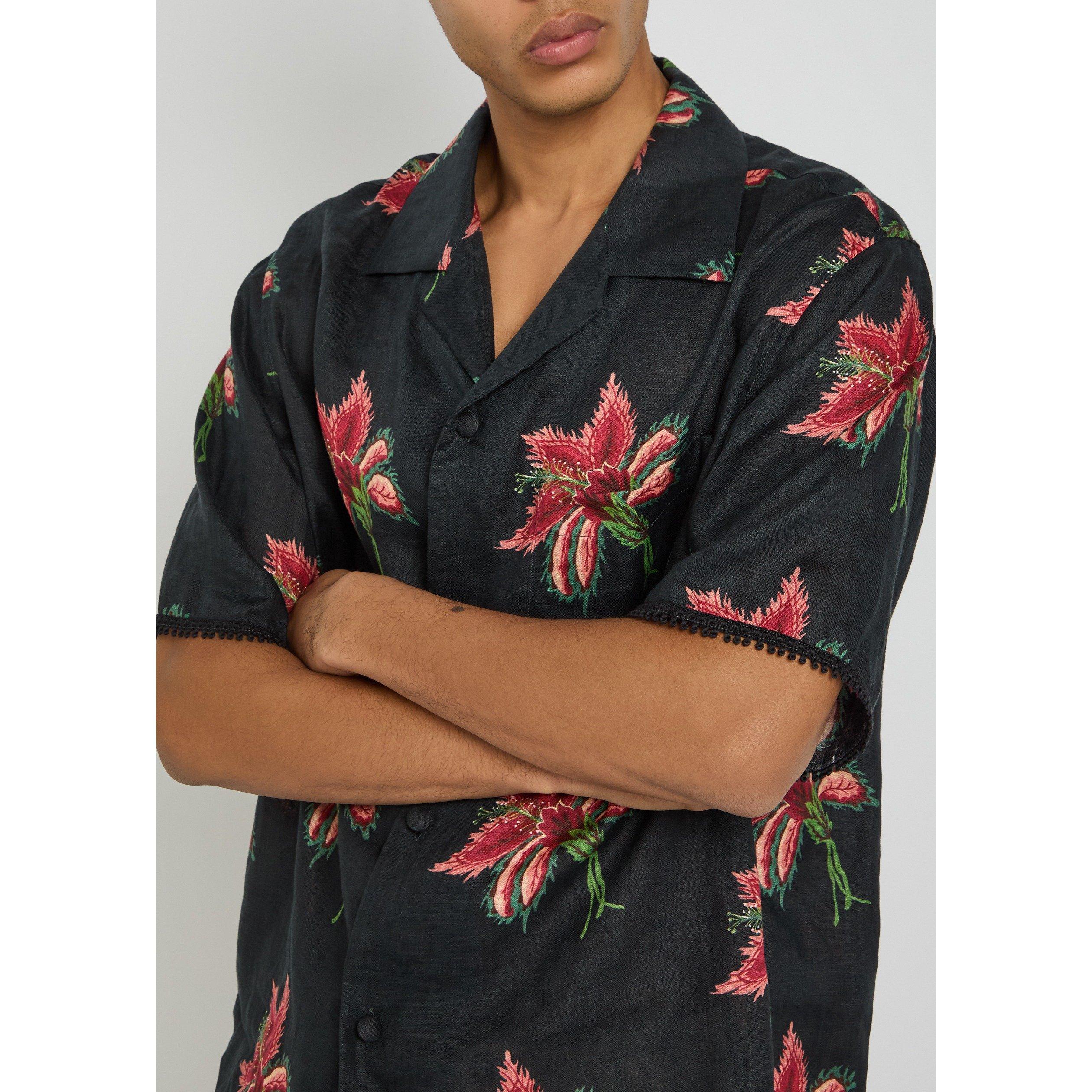 MULTICOLOURED 1 - Valentino - VAL LINEN PAPIER FLORAL SHIRT - 4