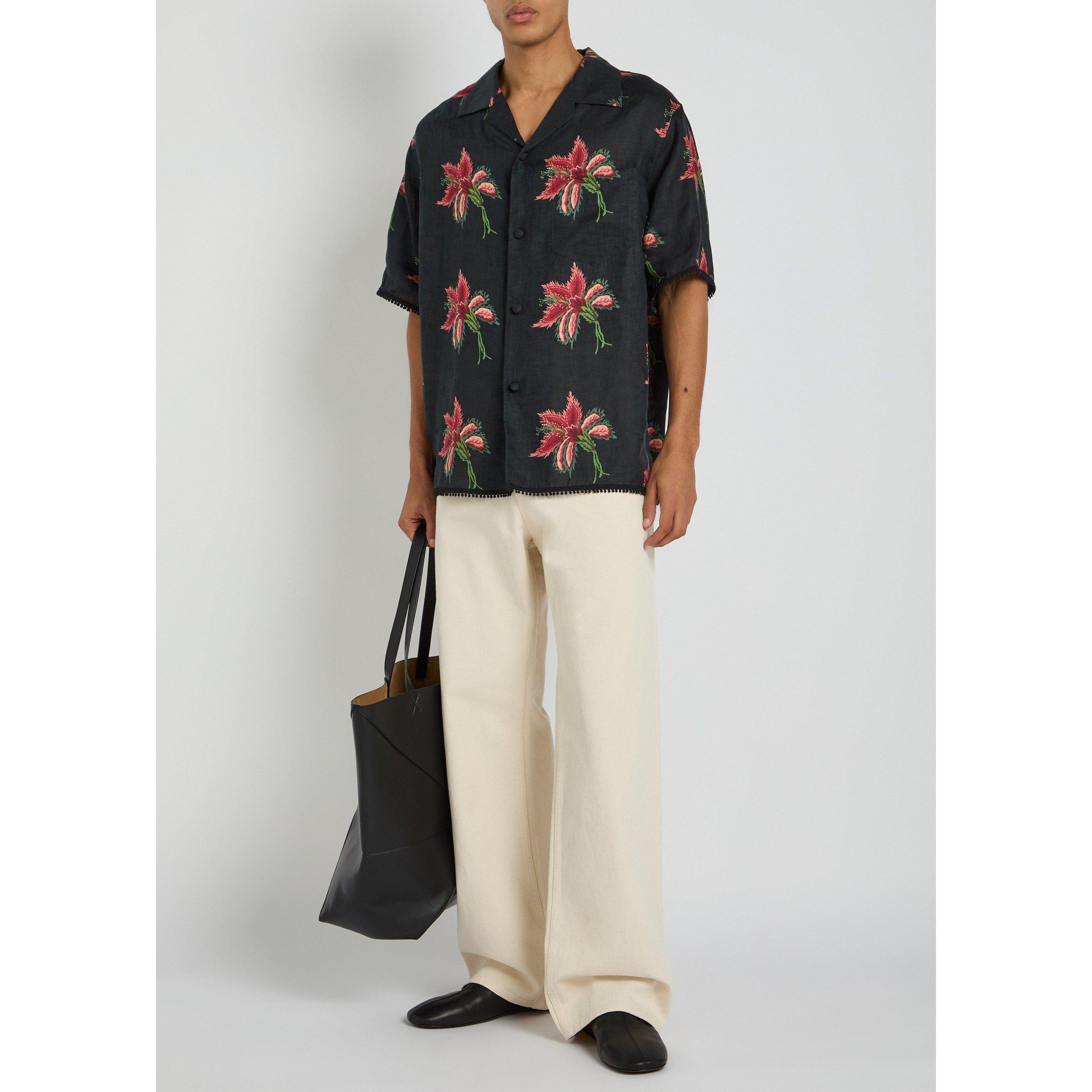 MULTICOLOURED 1 - Valentino - VAL LINEN PAPIER FLORAL SHIRT - 5