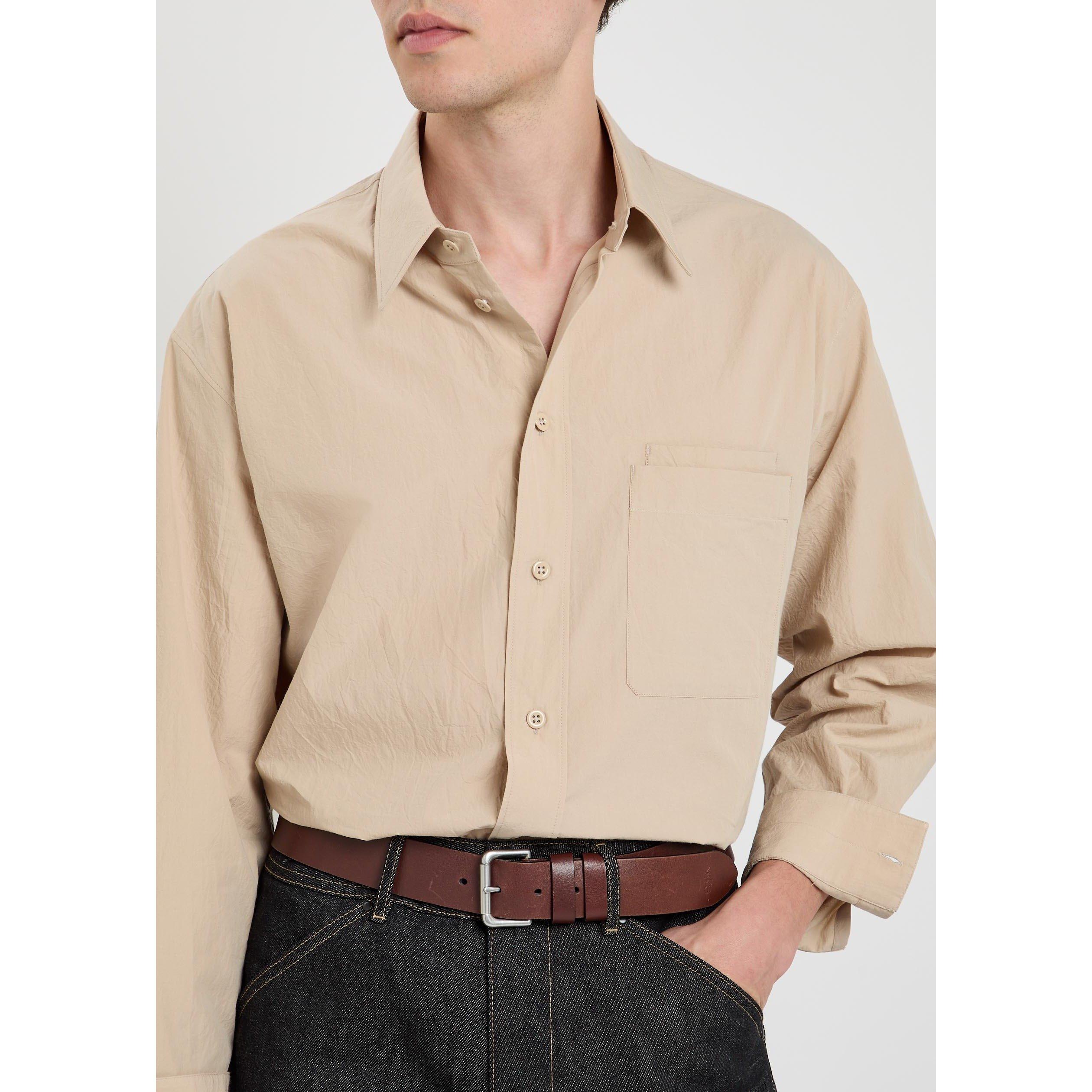 BEIGE - Lemaire - Men's Two-Pocket Cotton Long-Sleeve Shirt - 4