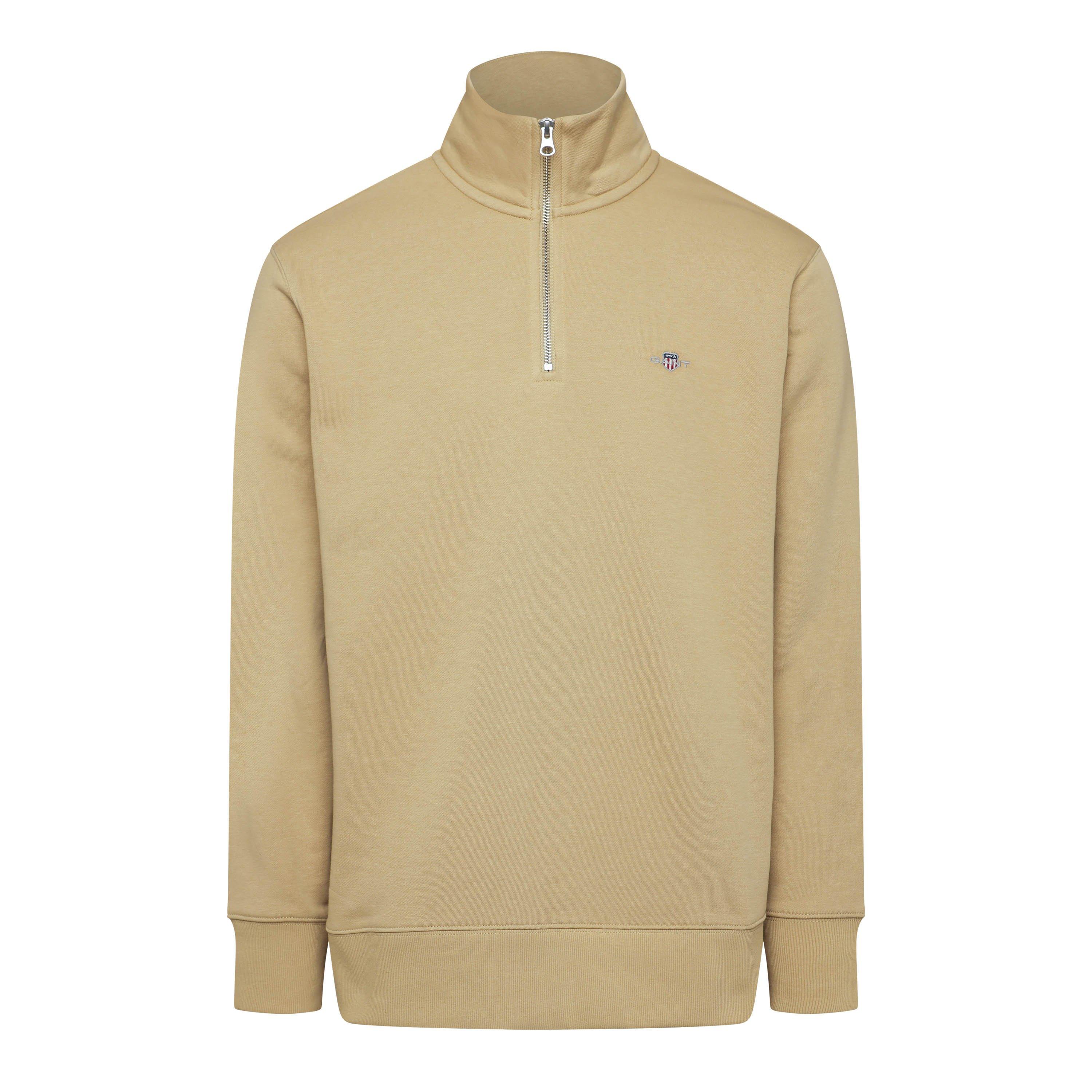 Gant Men's Shield Half Zip Fleece Top - Woody Beige - L