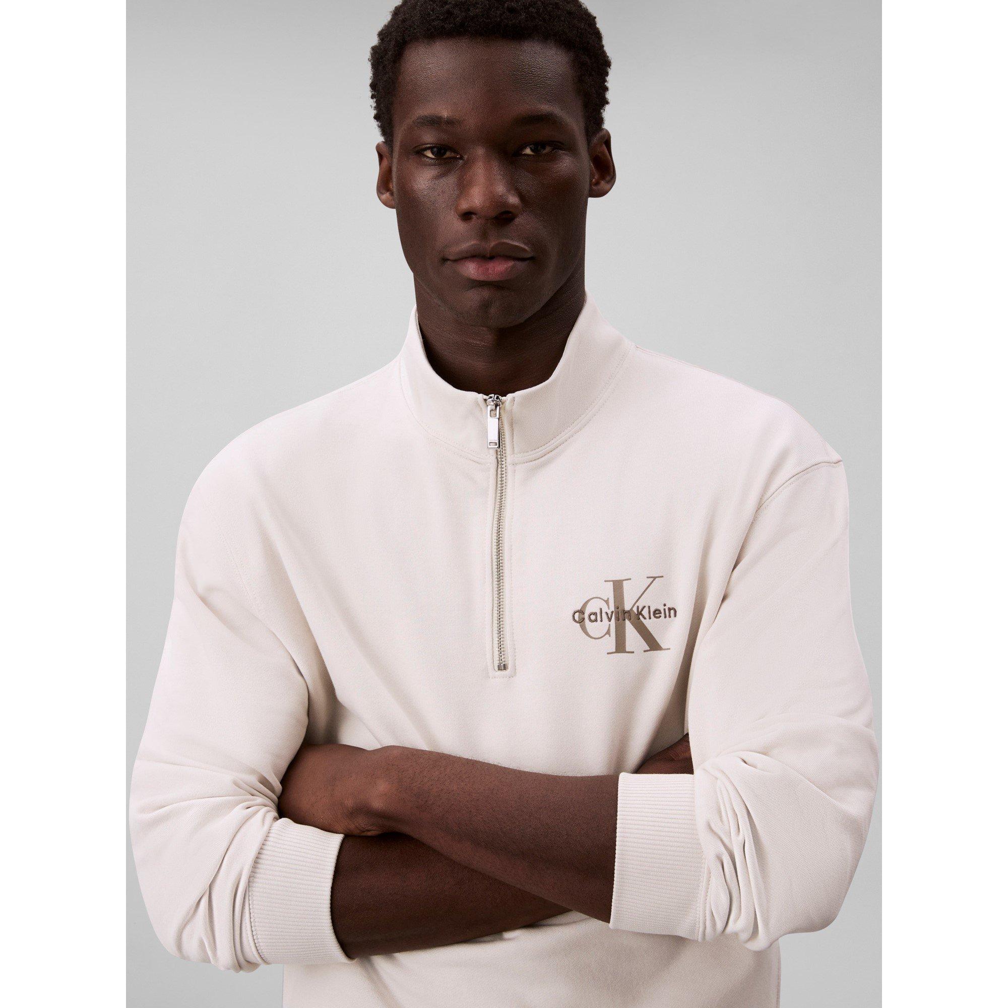 Chalk 67U - Calvin Klein Jeans - Men's CKJ Monogram Quarter-Zip Fleece - 4