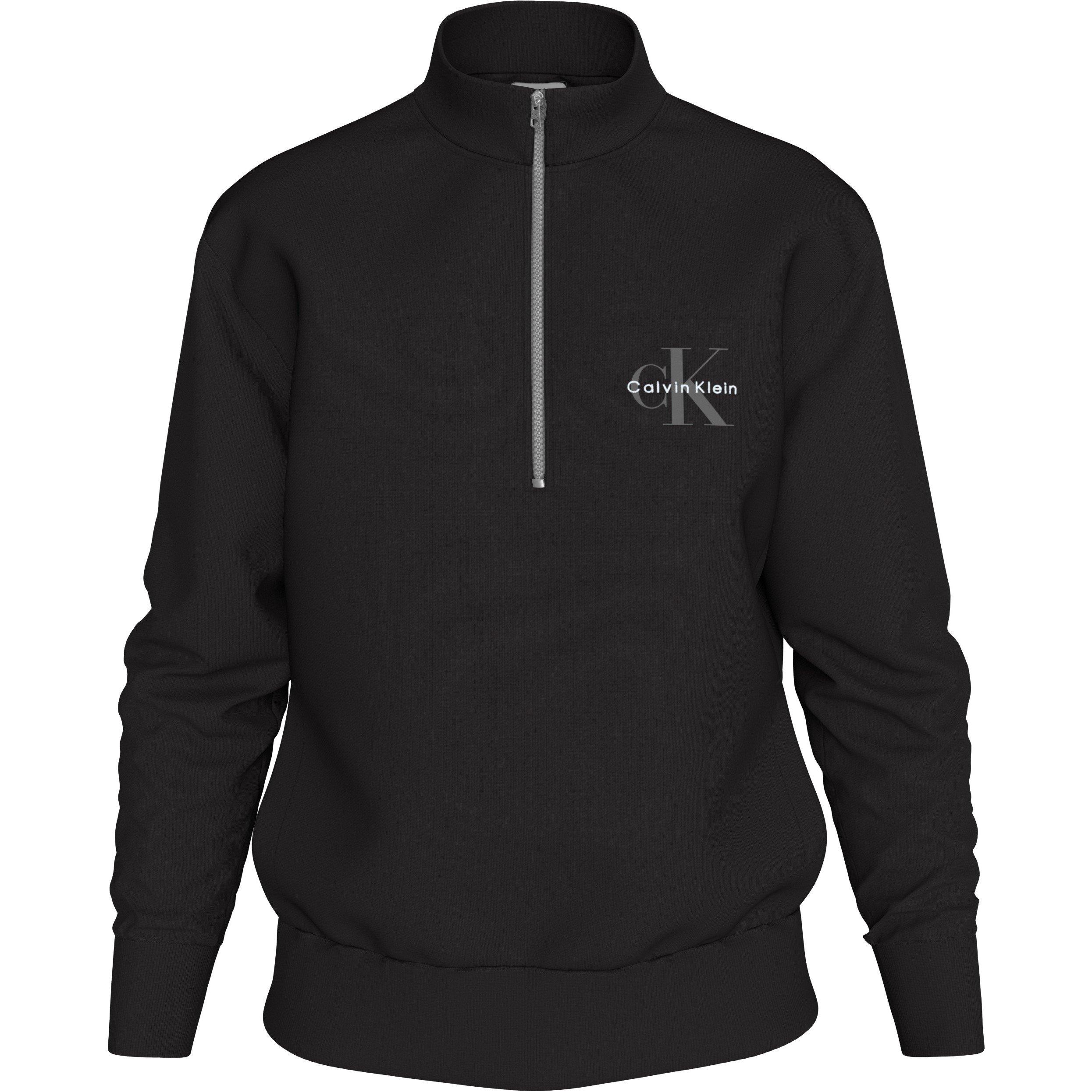 Calvin Klein Jeans Men's Ckj Monogram Quarter-Zip Fleece - Black Ub1 - XL