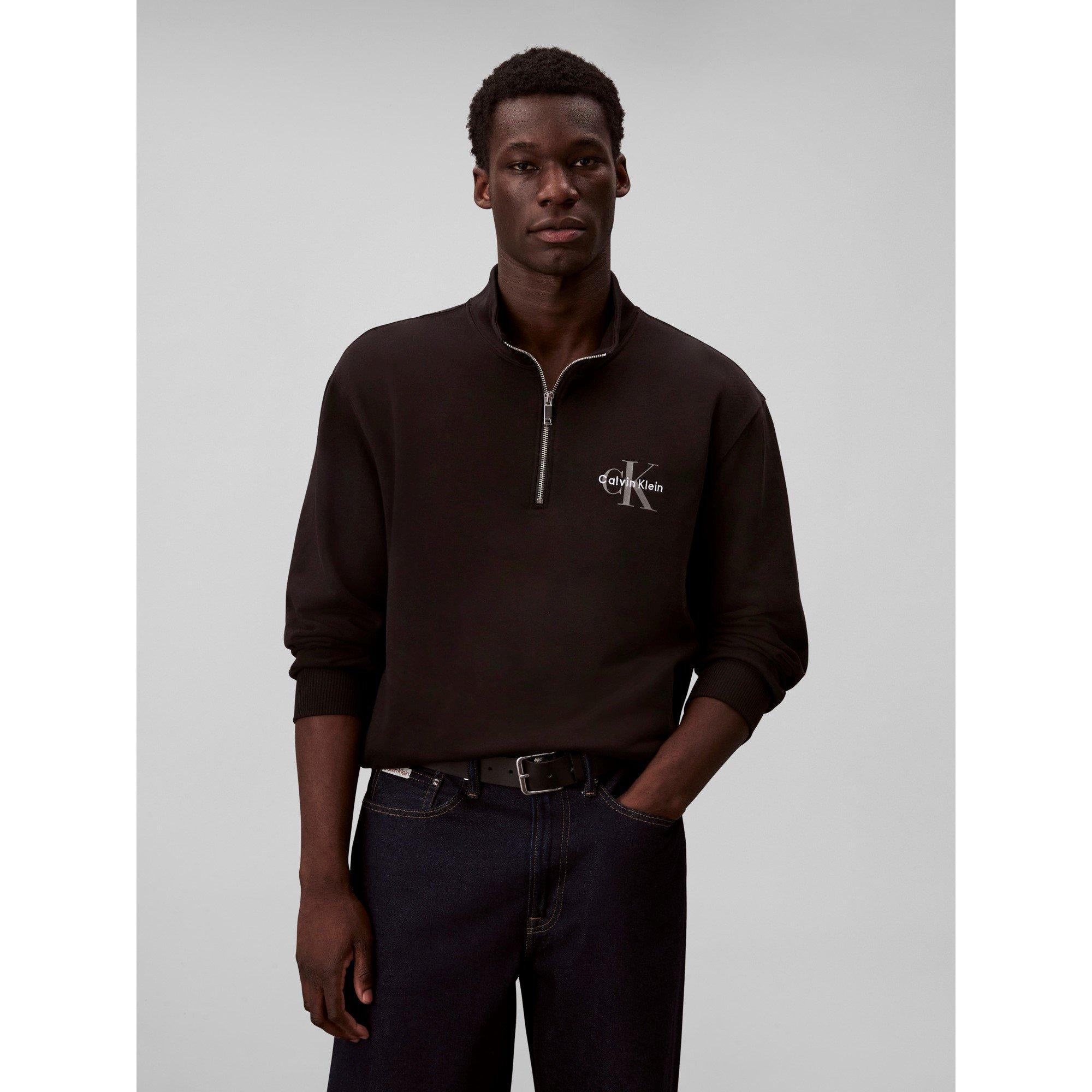 Black UB1 - Calvin Klein Jeans - Men's CKJ Monogram Quarter-Zip Fleece - 2