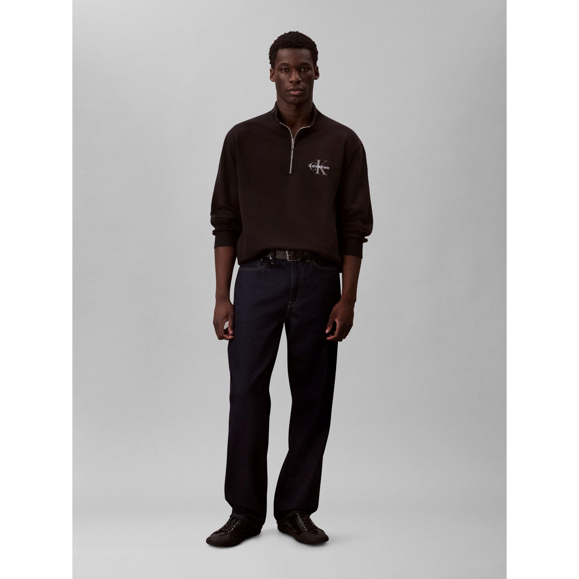 Black UB1 - Calvin Klein Jeans - Men's CKJ Monogram Quarter-Zip Fleece - 4