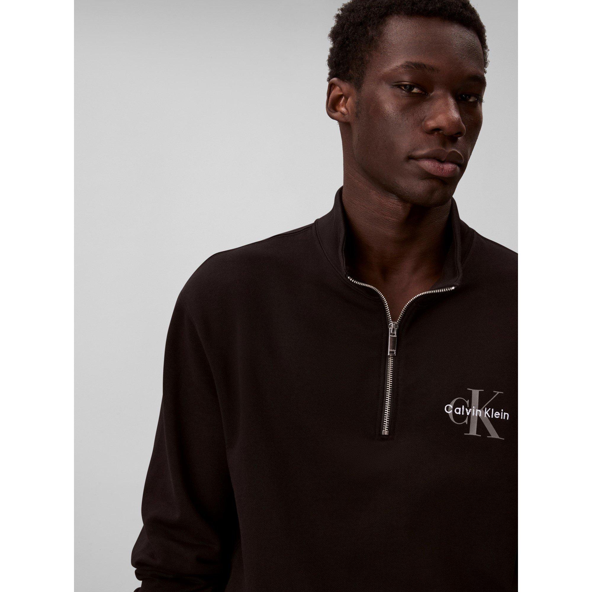 Black UB1 - Calvin Klein Jeans - Men's CKJ Monogram Quarter-Zip Fleece - 5