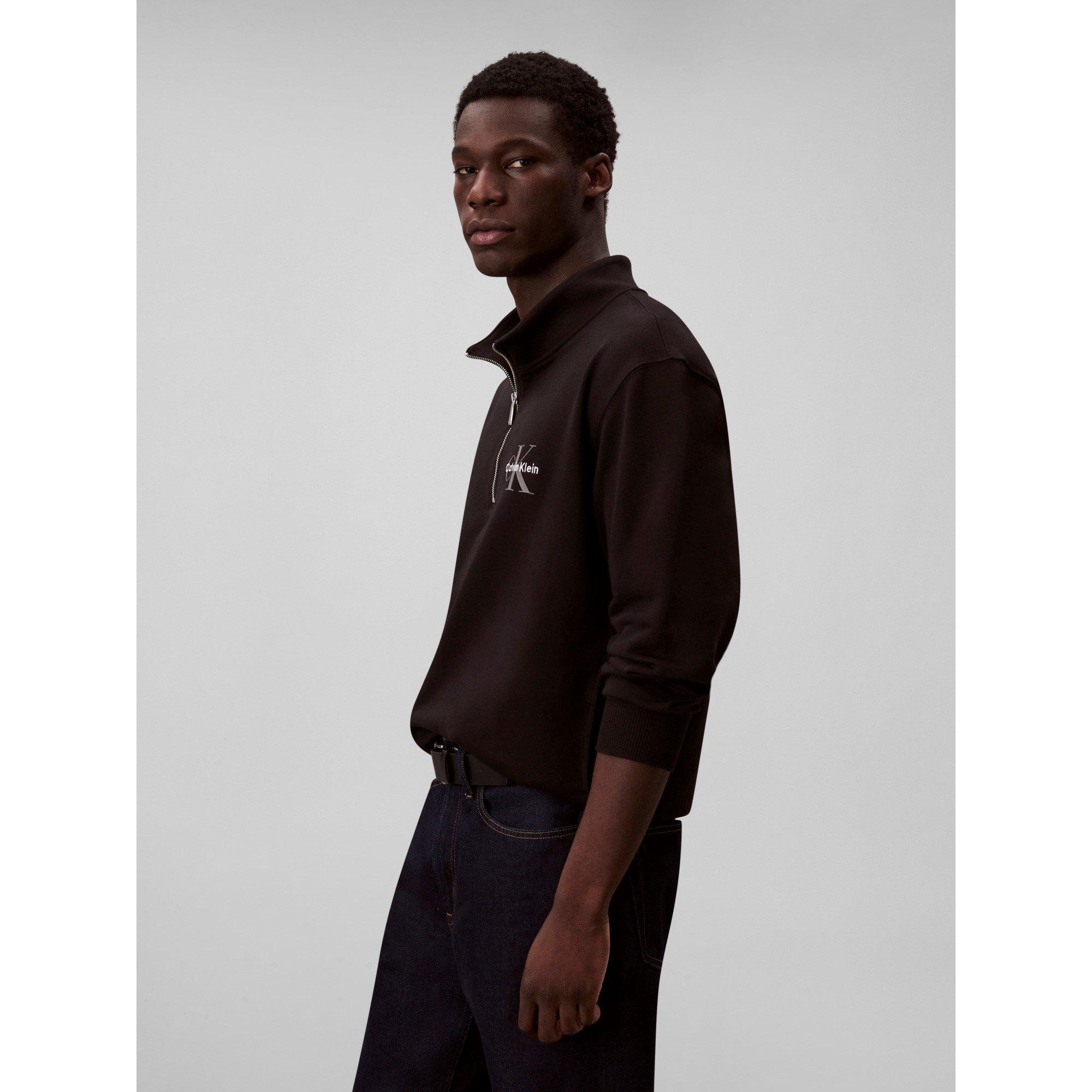 Black UB1 - Calvin Klein Jeans - Men's CKJ Monogram Quarter-Zip Fleece - 6