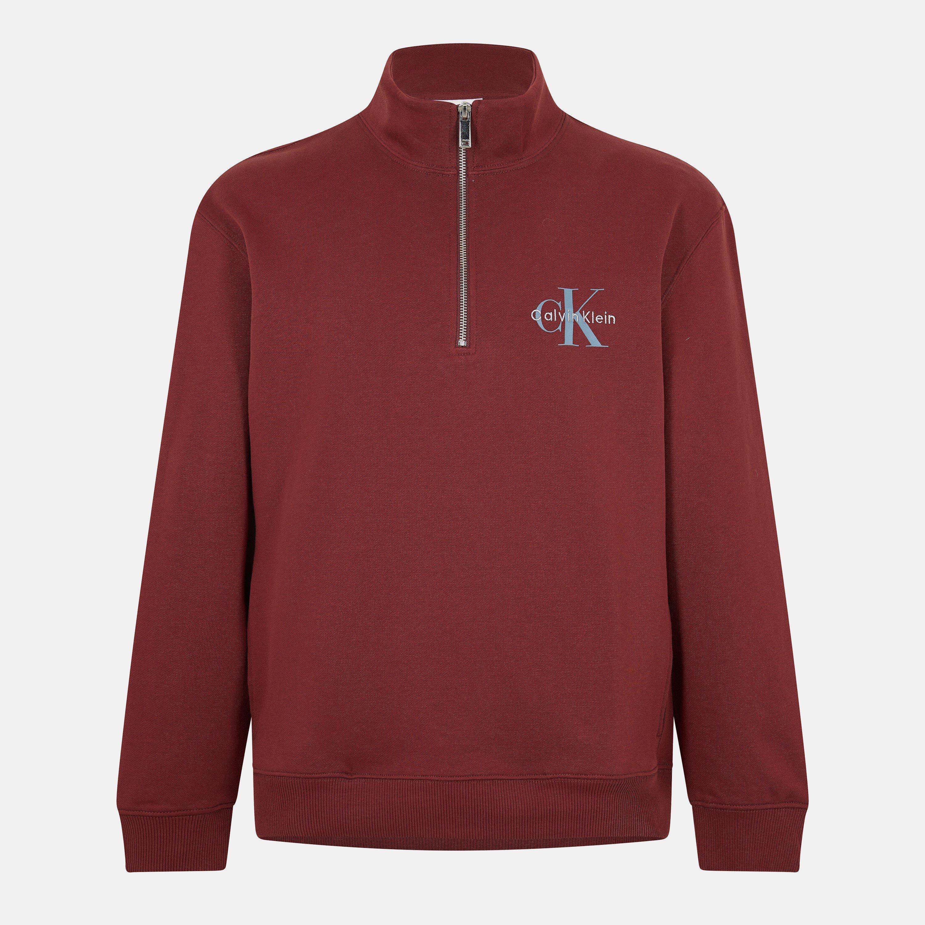 Calvin Klein Jeans Men's Ckj Monogram Quarter-Zip Fleece - Mocha Mot Mocha Moment - S