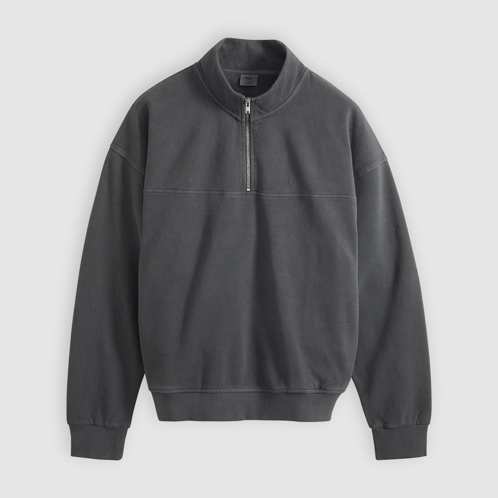 BlackenedPearl - Levis - Men's Marina Cotton 1/4-Zip Oversized Fit Fleece Top - 1