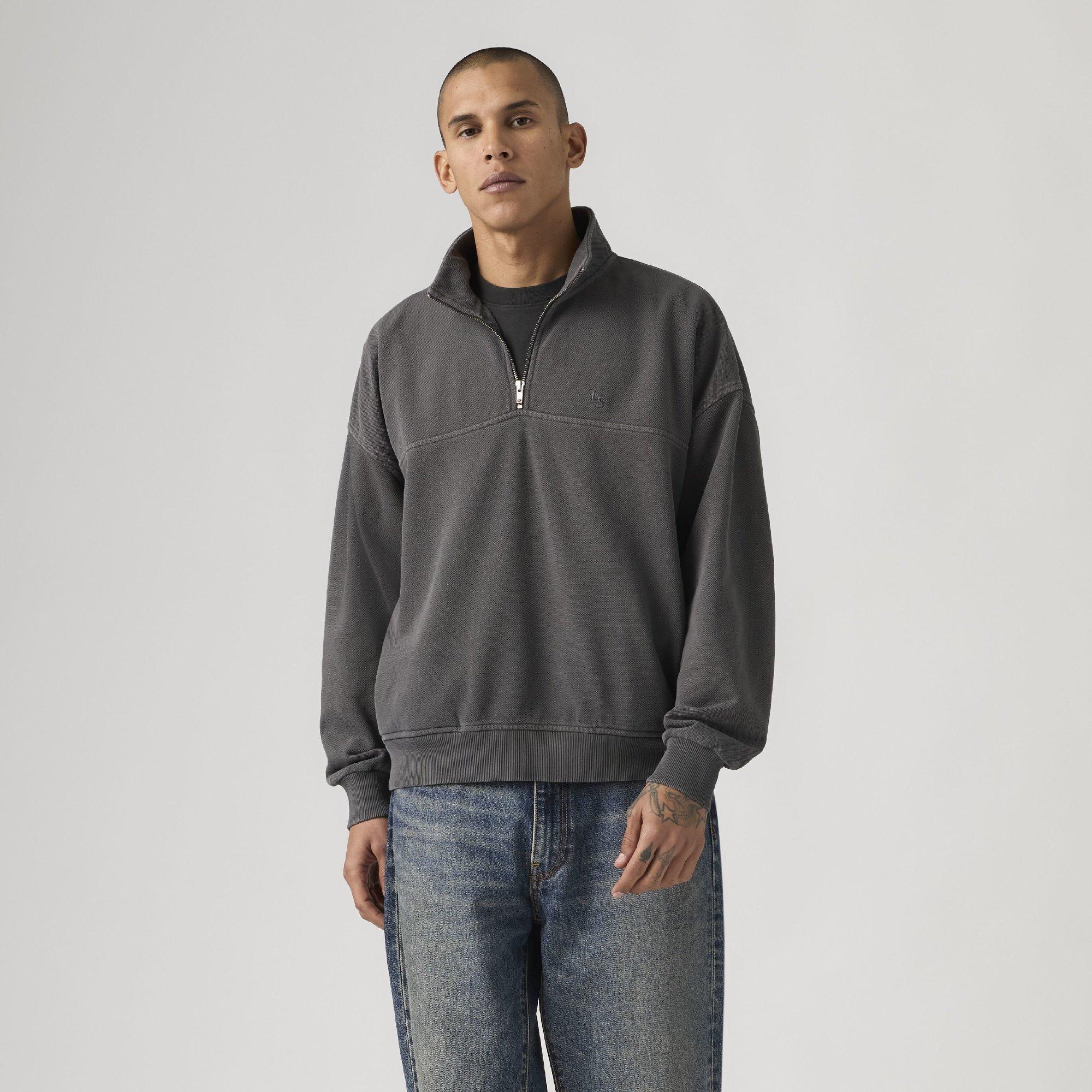 BlackenedPearl - Levis - Men's Marina Cotton 1/4-Zip Oversized Fit Fleece Top - 2