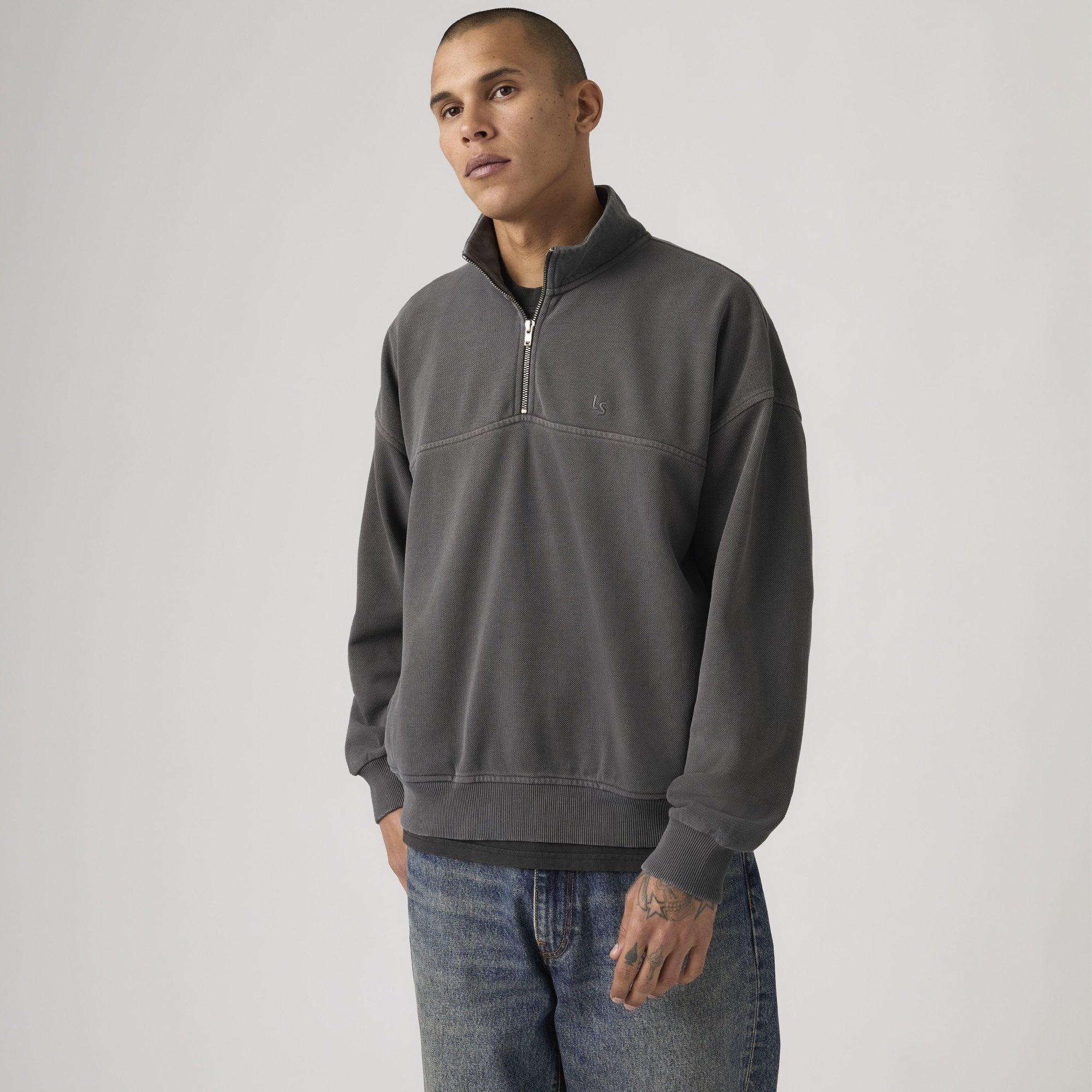 BlackenedPearl - Levis - Men's Marina Cotton 1/4-Zip Oversized Fit Fleece Top - 4