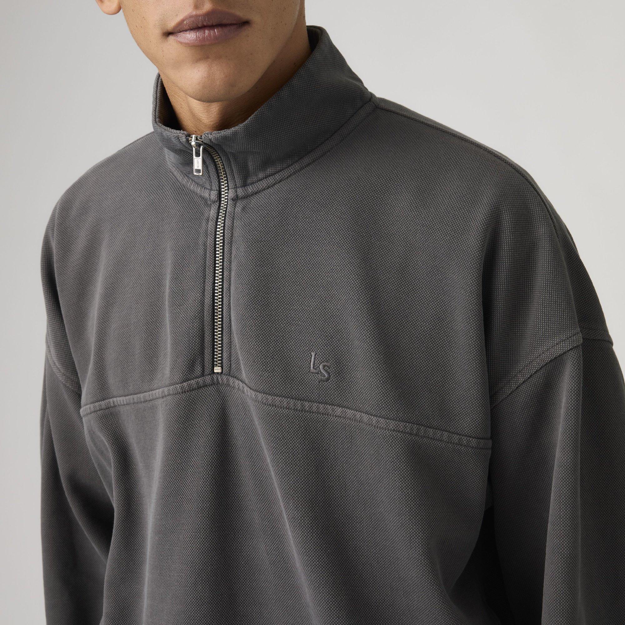 BlackenedPearl - Levis - Men's Marina Cotton 1/4-Zip Oversized Fit Fleece Top - 5