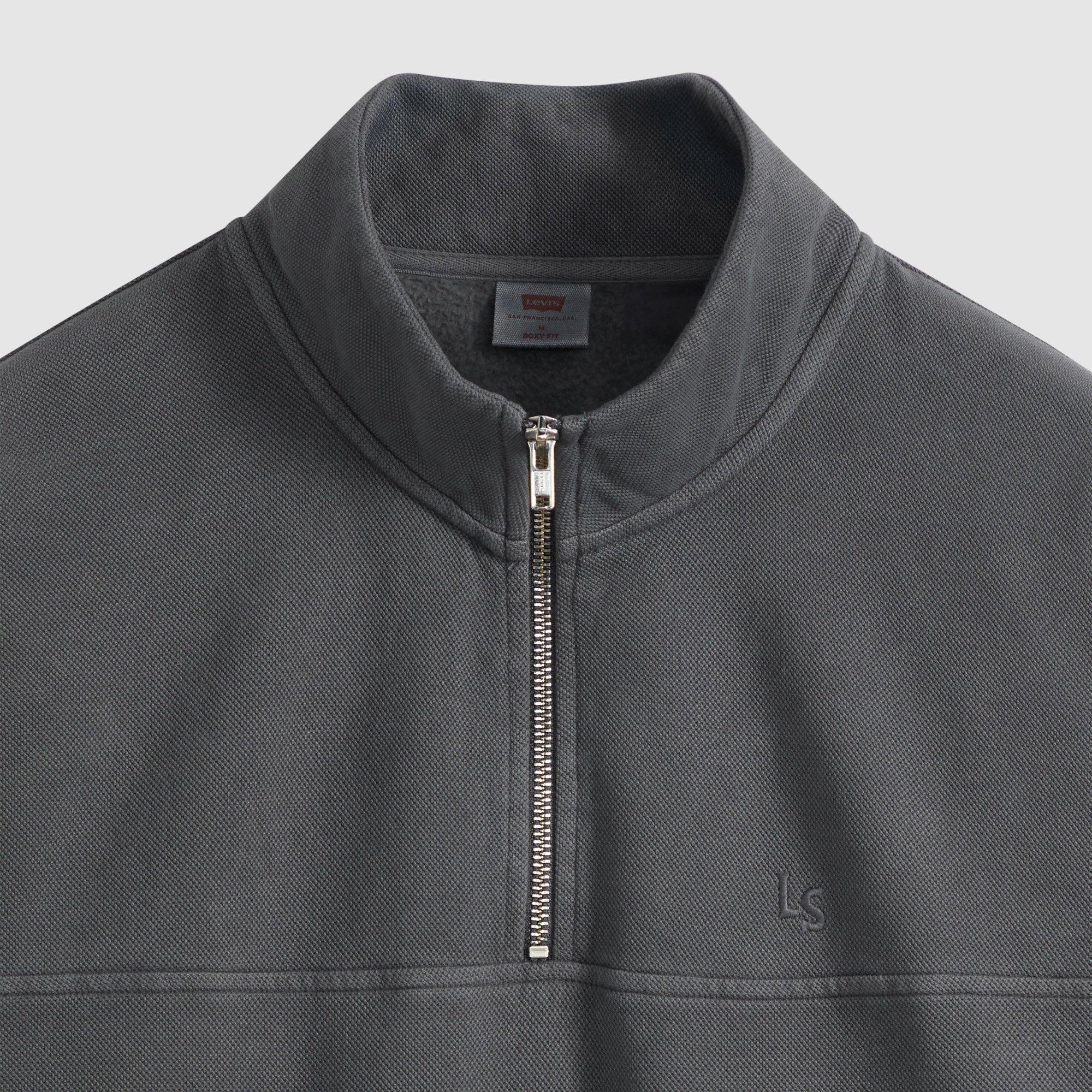 BlackenedPearl - Levis - Men's Marina Cotton 1/4-Zip Oversized Fit Fleece Top - 6