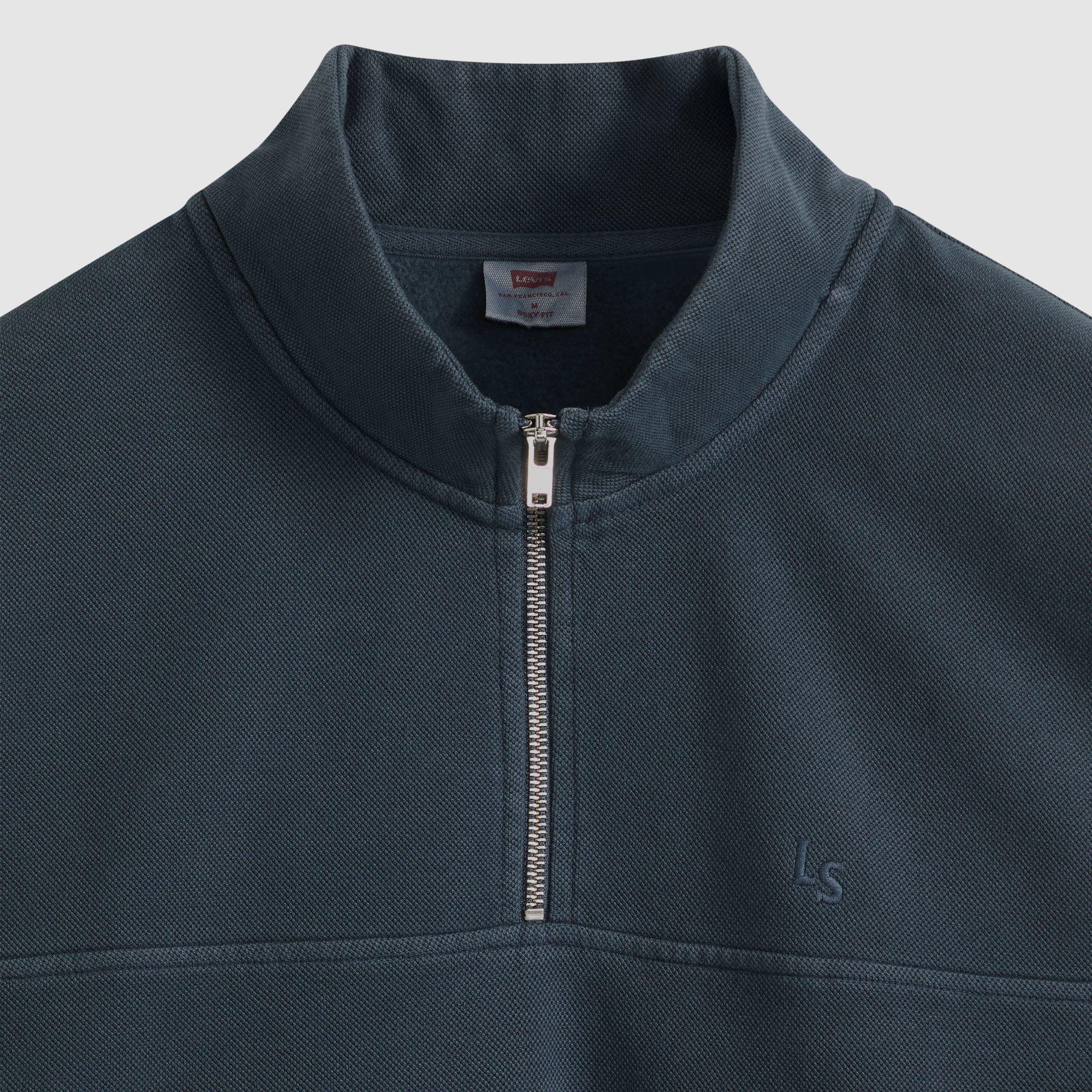 Zodiac Blue - Levis - Men's Marina Cotton 1/4-Zip Oversized Fit Fleece Top - 6